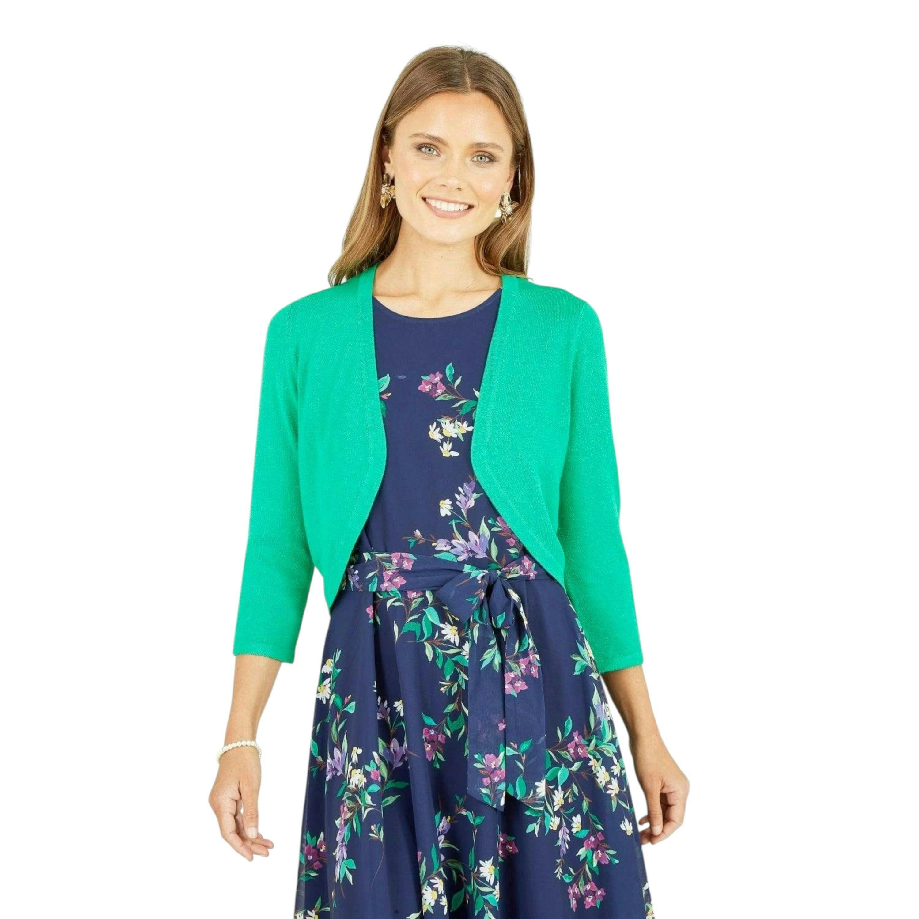 Yumi Green Knitted Curve Bolero , view 1 of 6
