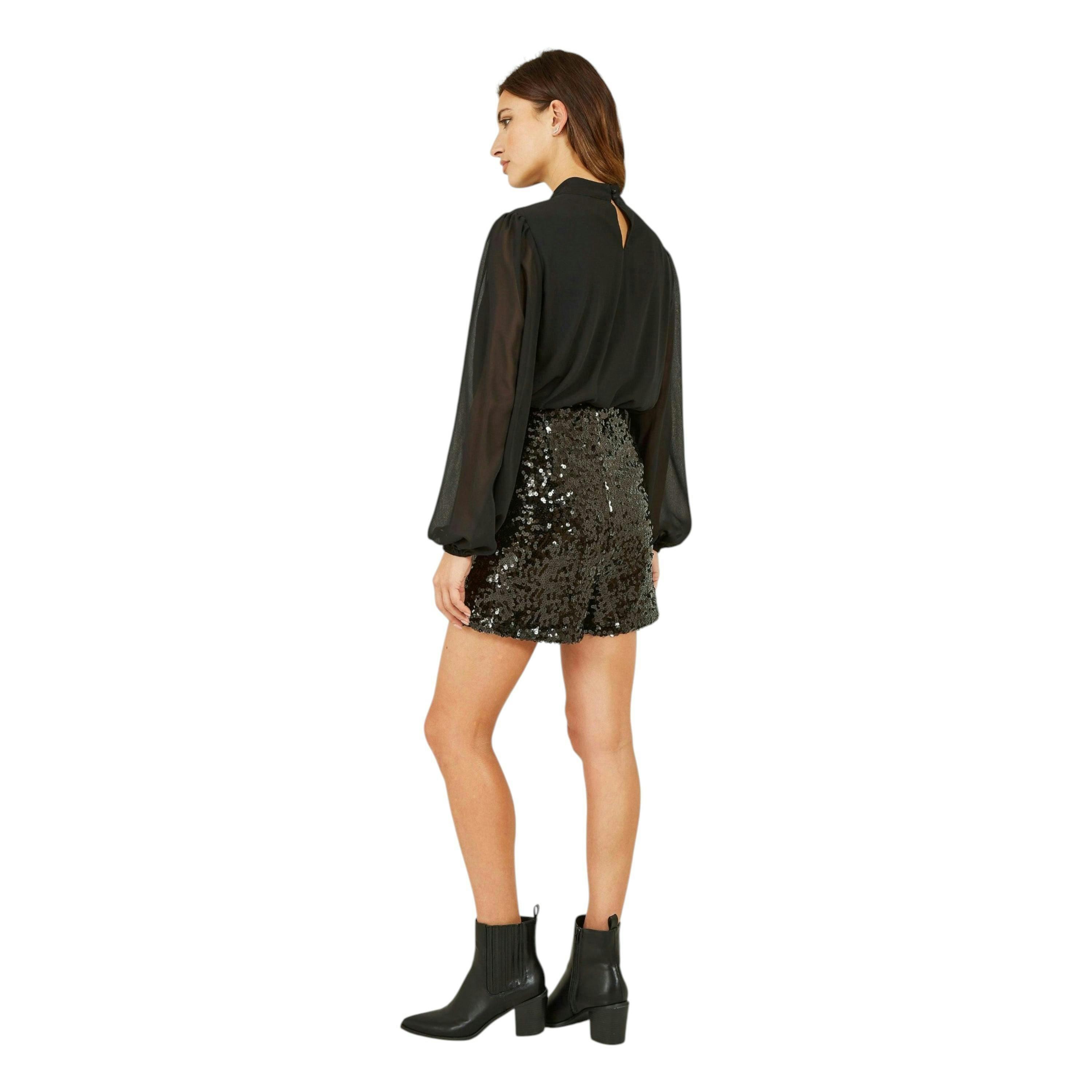 Yumi Black Sequin Mini Shorts , view 3 of 3