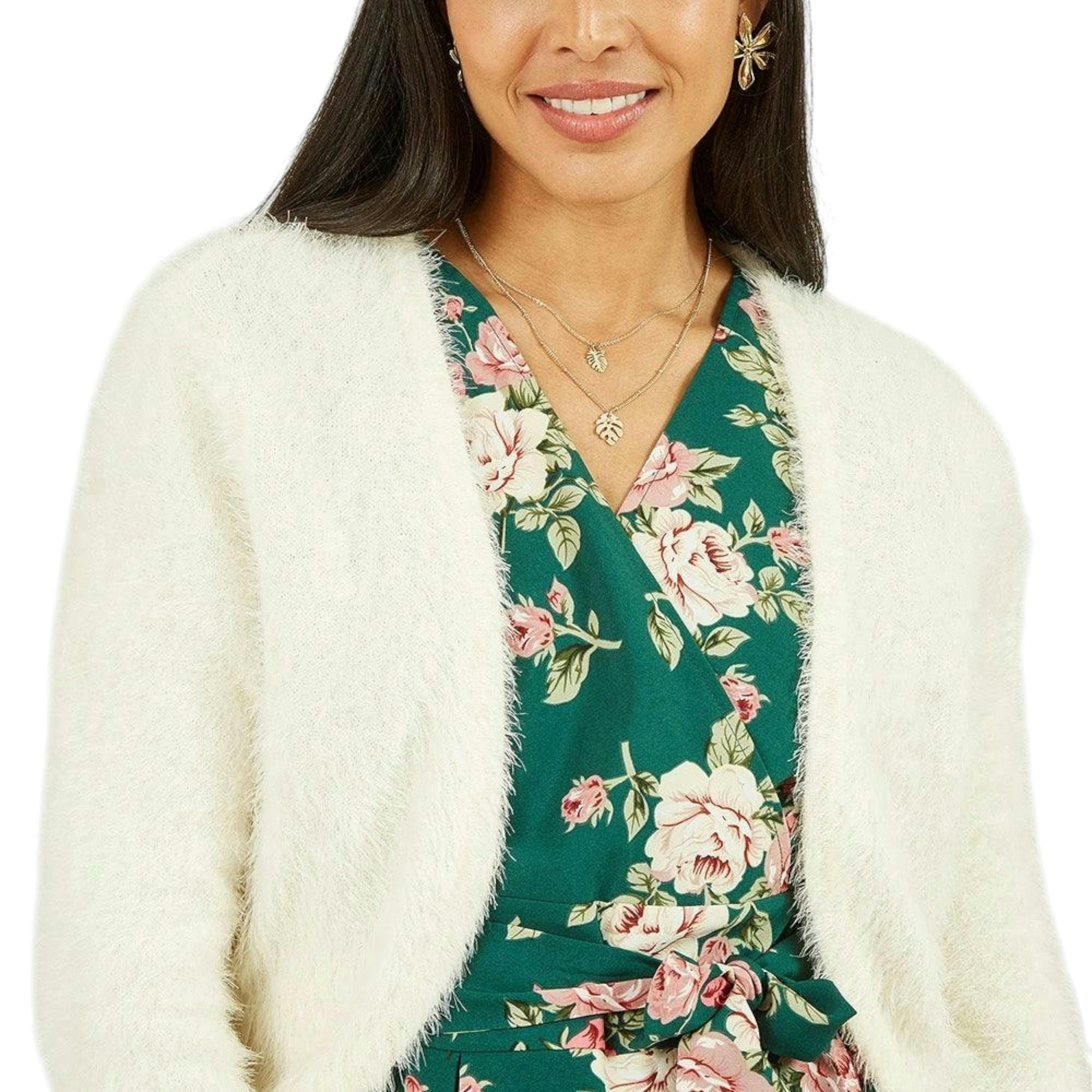 Yumi Ivory Eyelash Knit Bolero , view 3 of 4