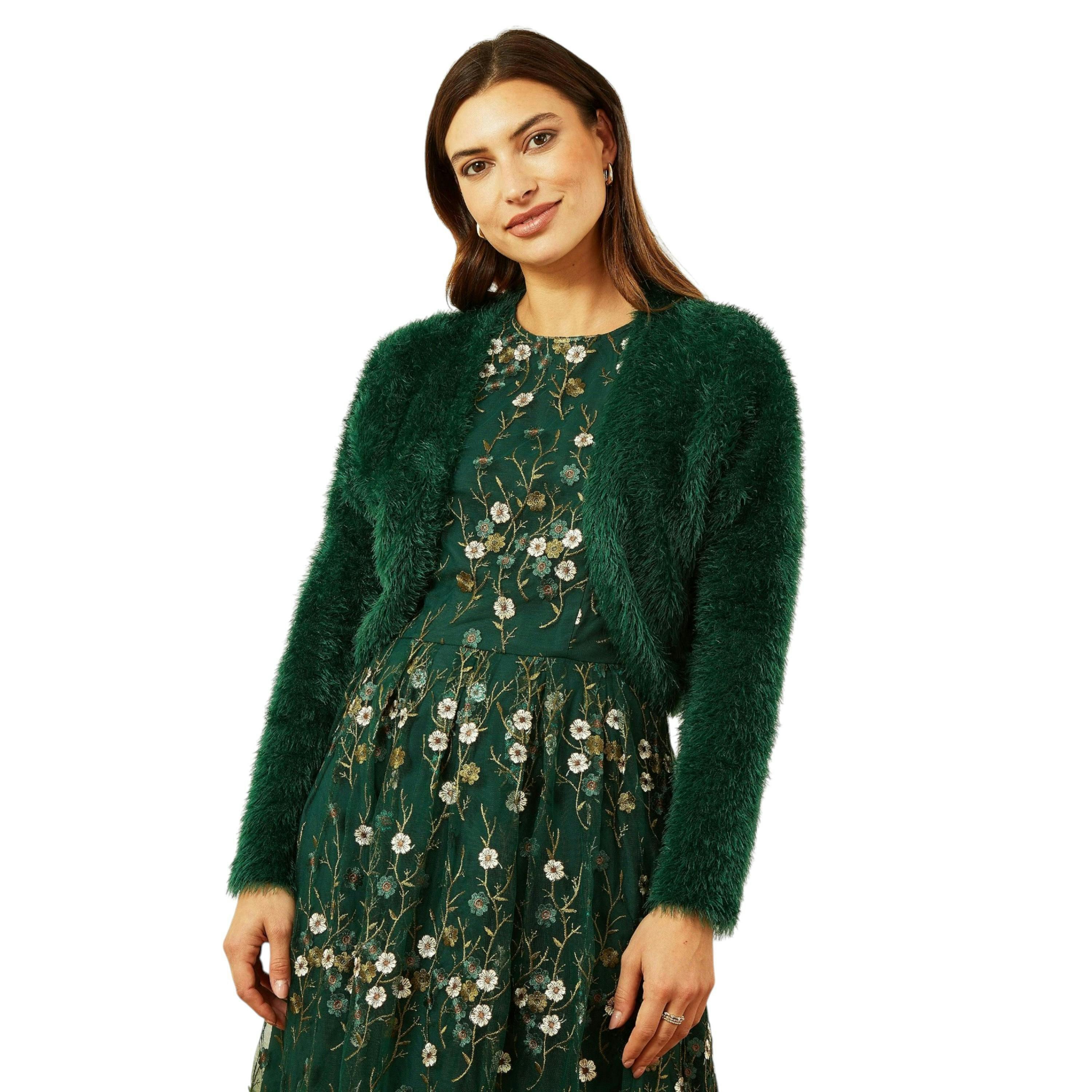 Yumi Green Eyelash Knit Bolero , view 1 of 4