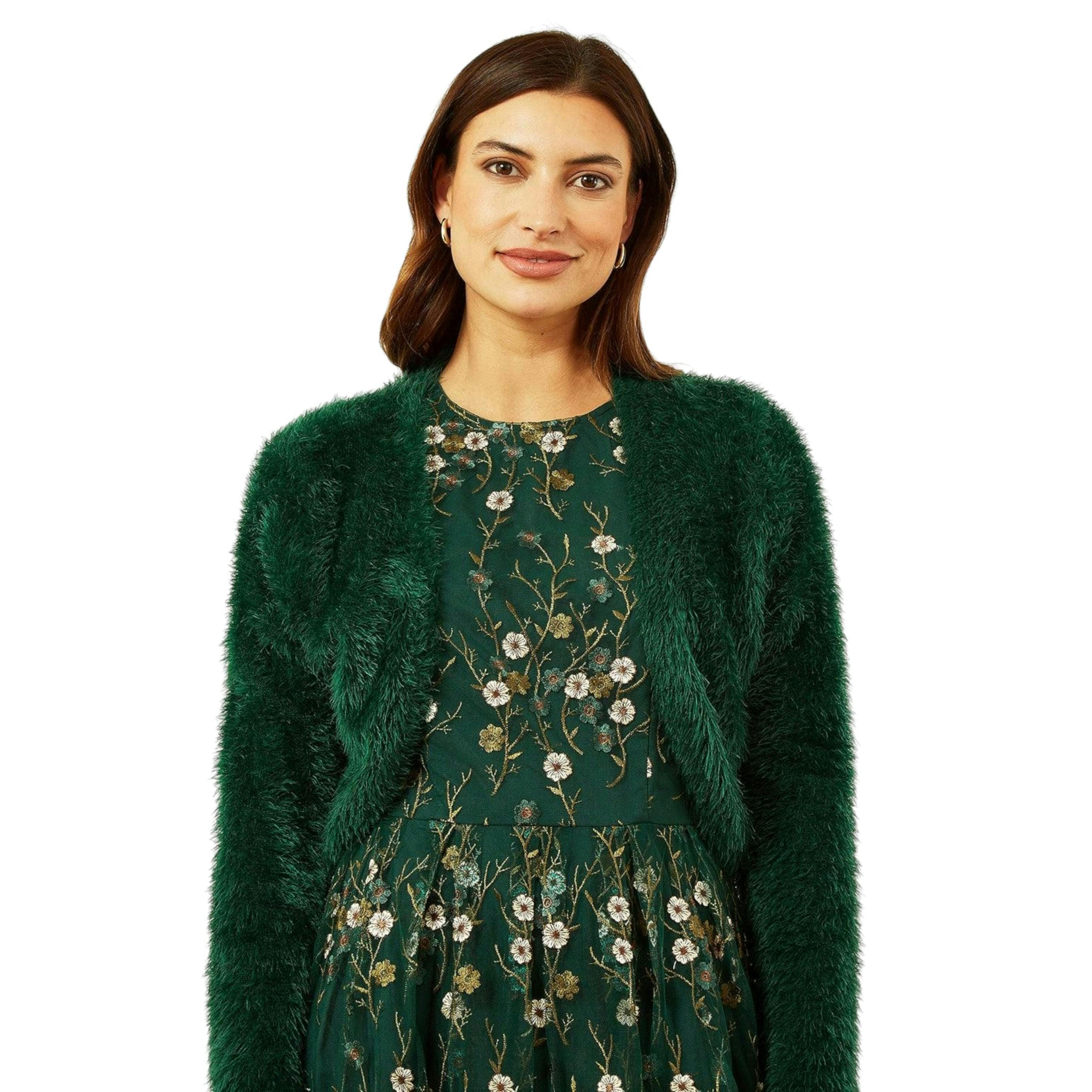 Yumi Green Eyelash Knit Bolero , view 2 of 4