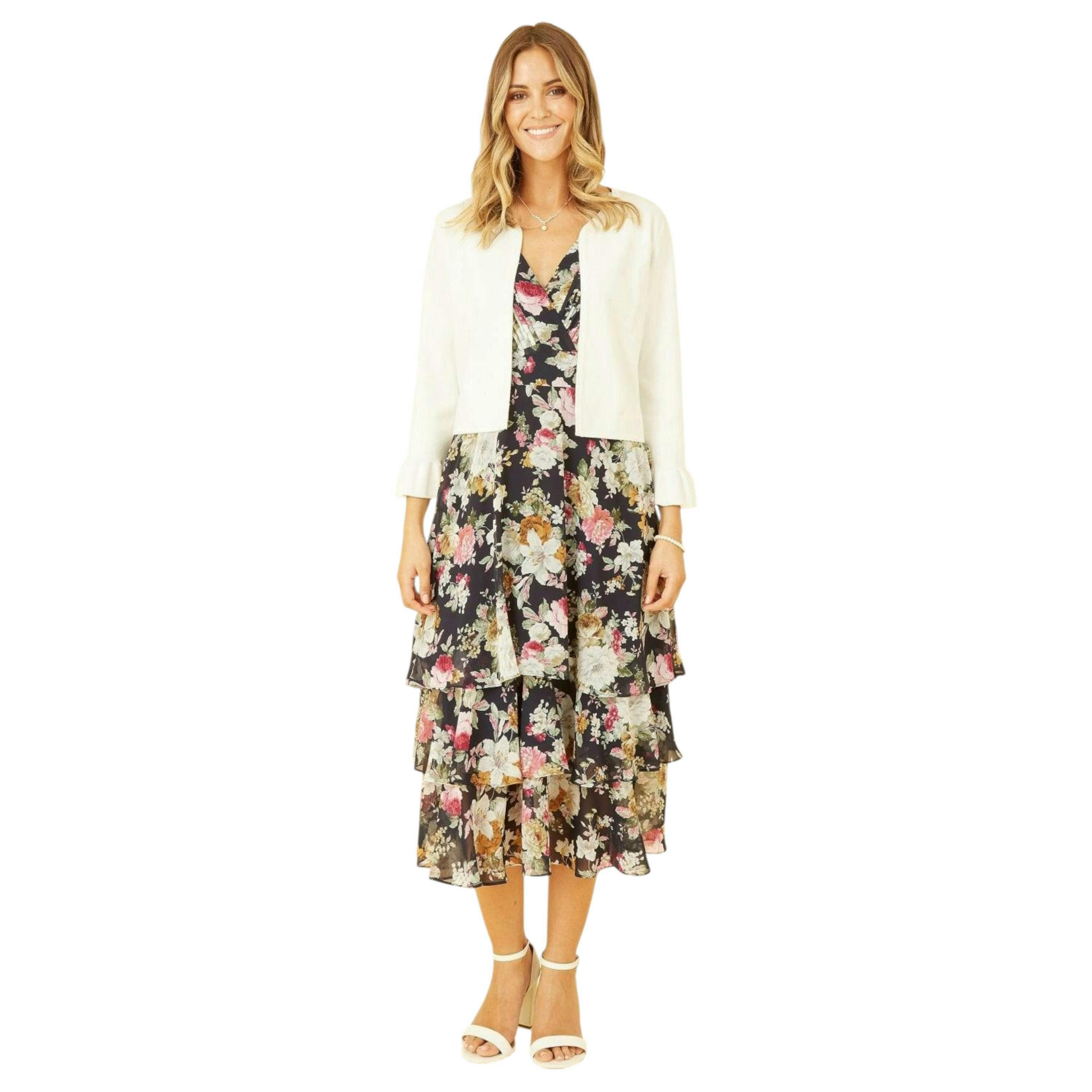 Yumi Ivory Cropped Cardigan With Bell Sleeves , view 2 of 5