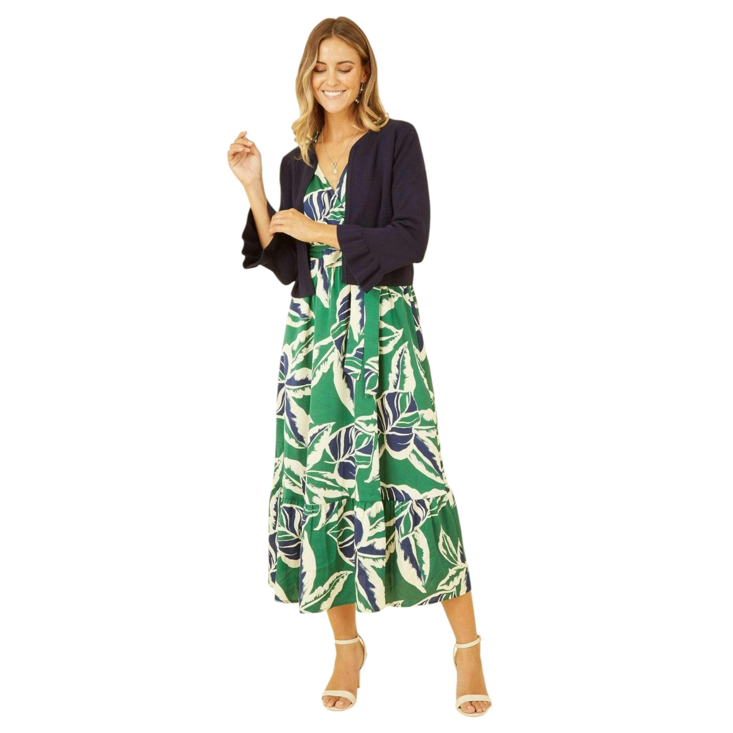Yumi Navy Cropped Cardigan With Bell Sleeves , view 2 of 5