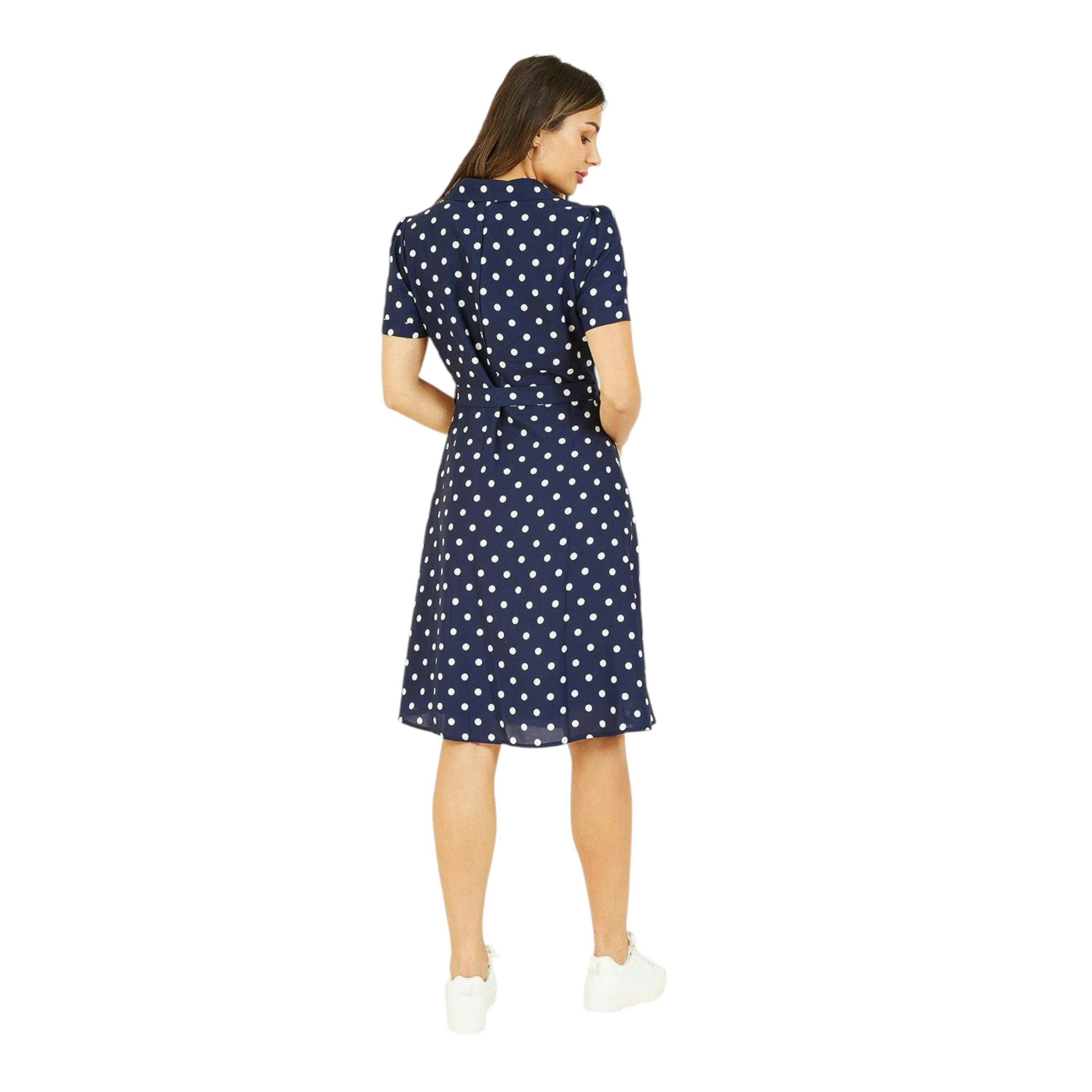 Navy Spot Retro Shirt Dress , view 4 of 4