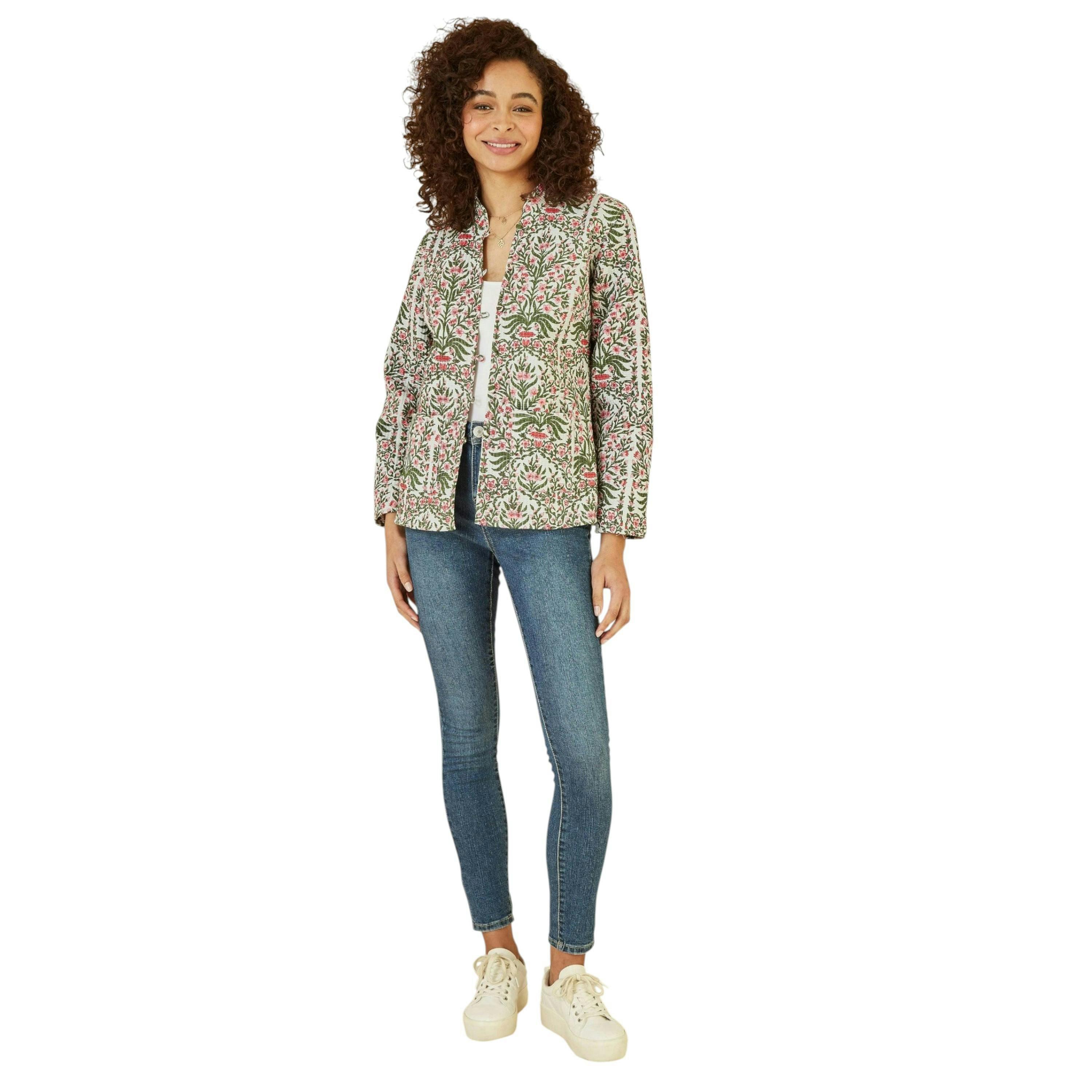 Yumi Pink Floral Print Reversible Cotton Quilted Jacket , view 1 of 3