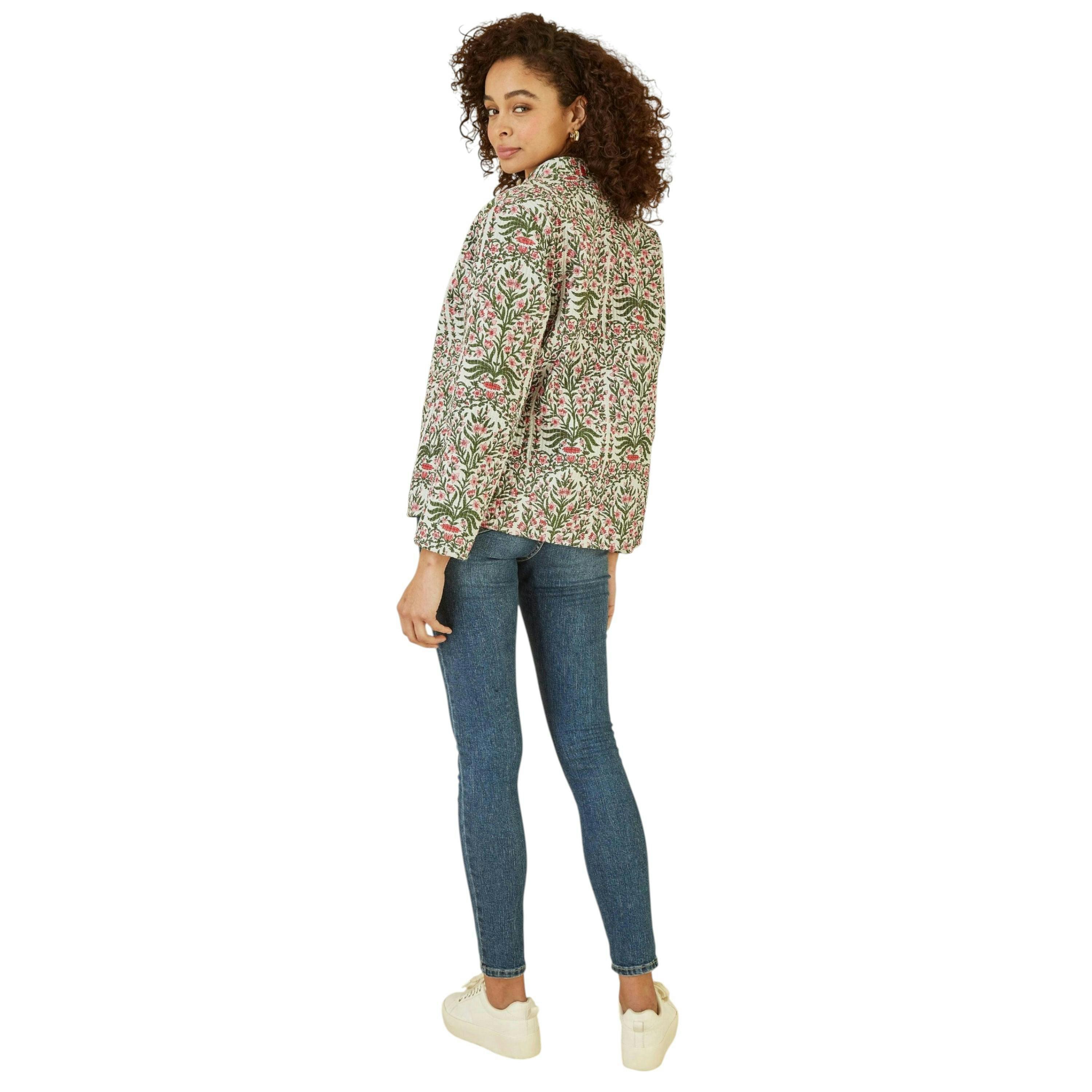Yumi Pink Floral Print Reversible Cotton Quilted Jacket , view 2 of 3