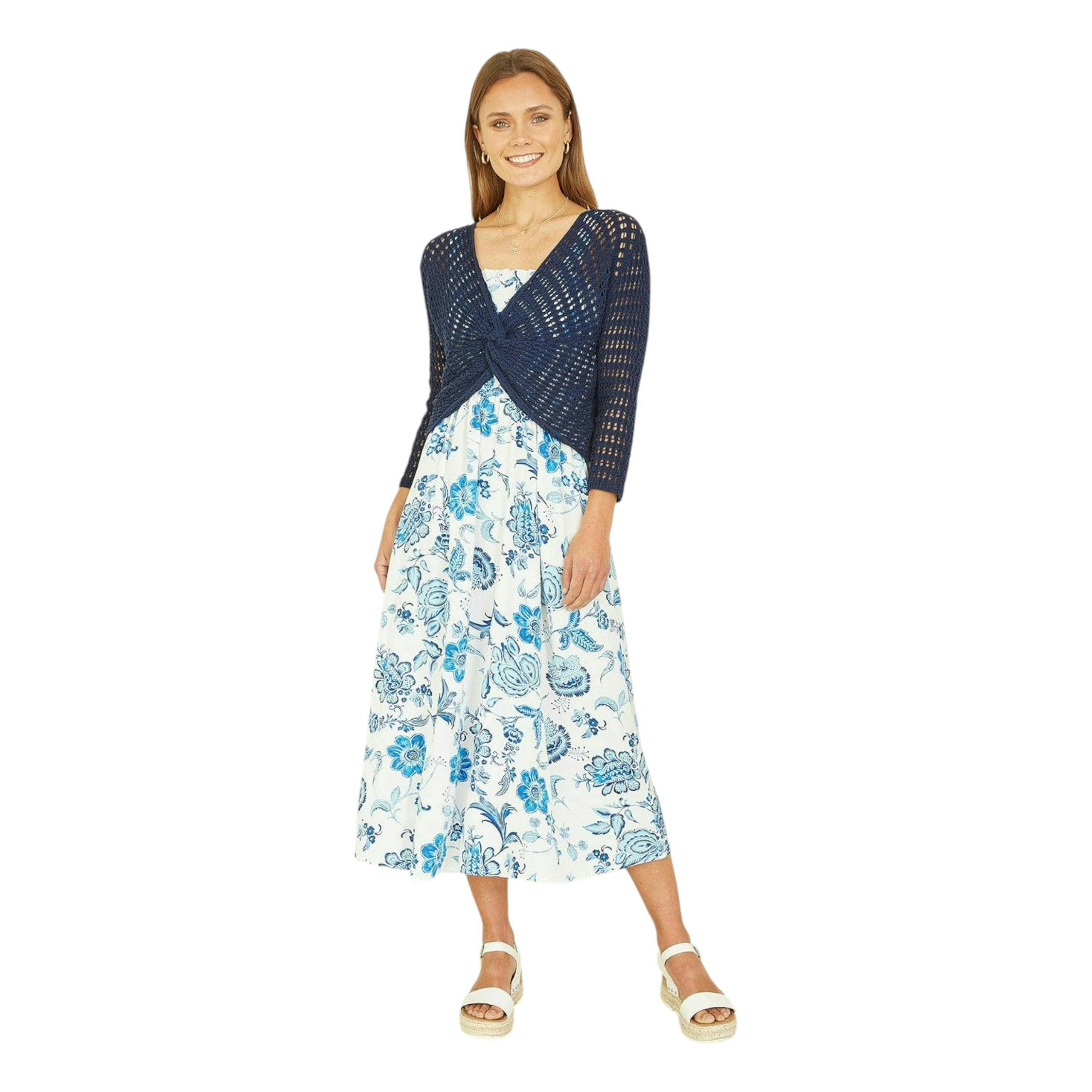 Yumi Navy Cotton Crochet Twisted Bolero Top , view 4 of 5