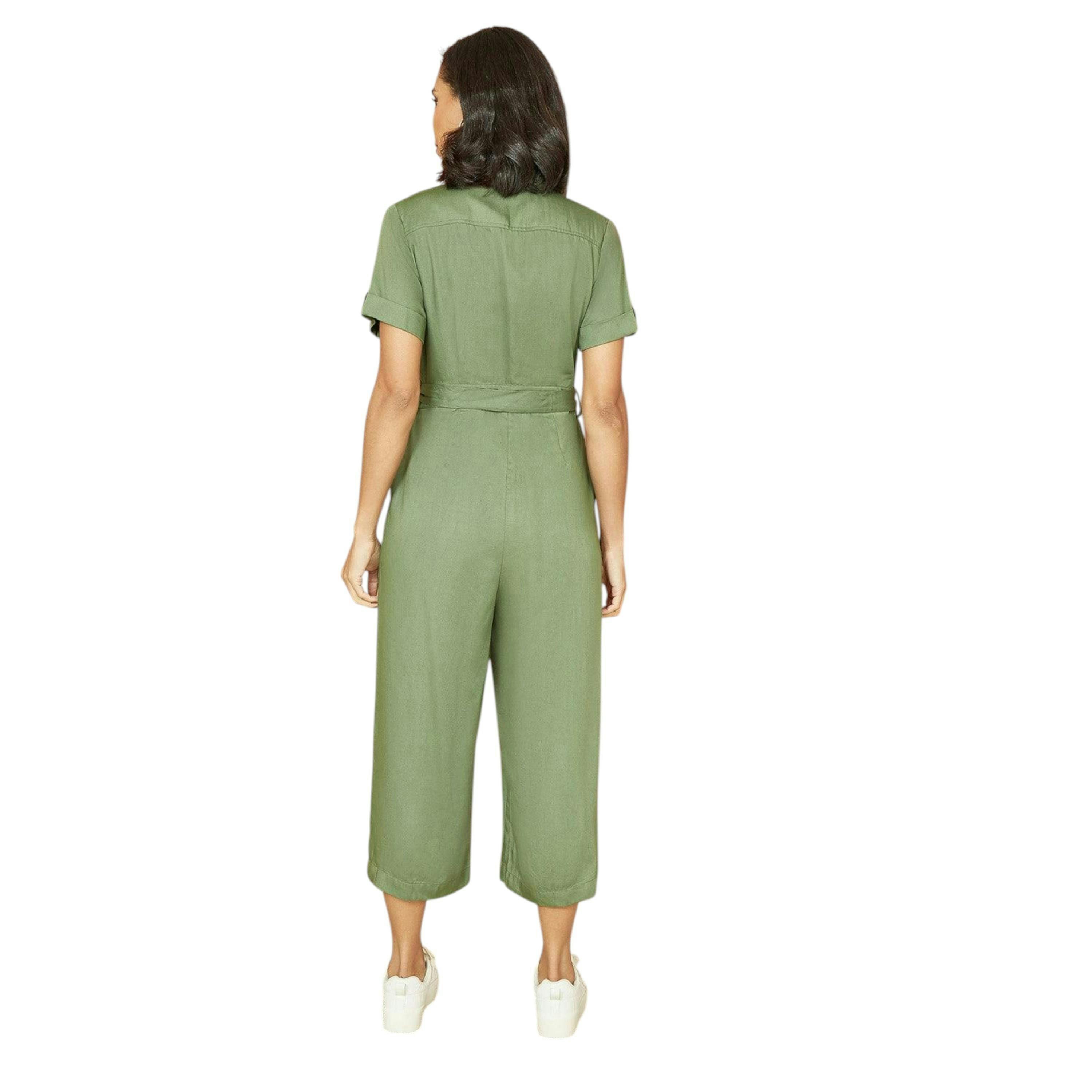 Yumi Green Twill Viscose Utility Jumpsuit , view 3 of 3