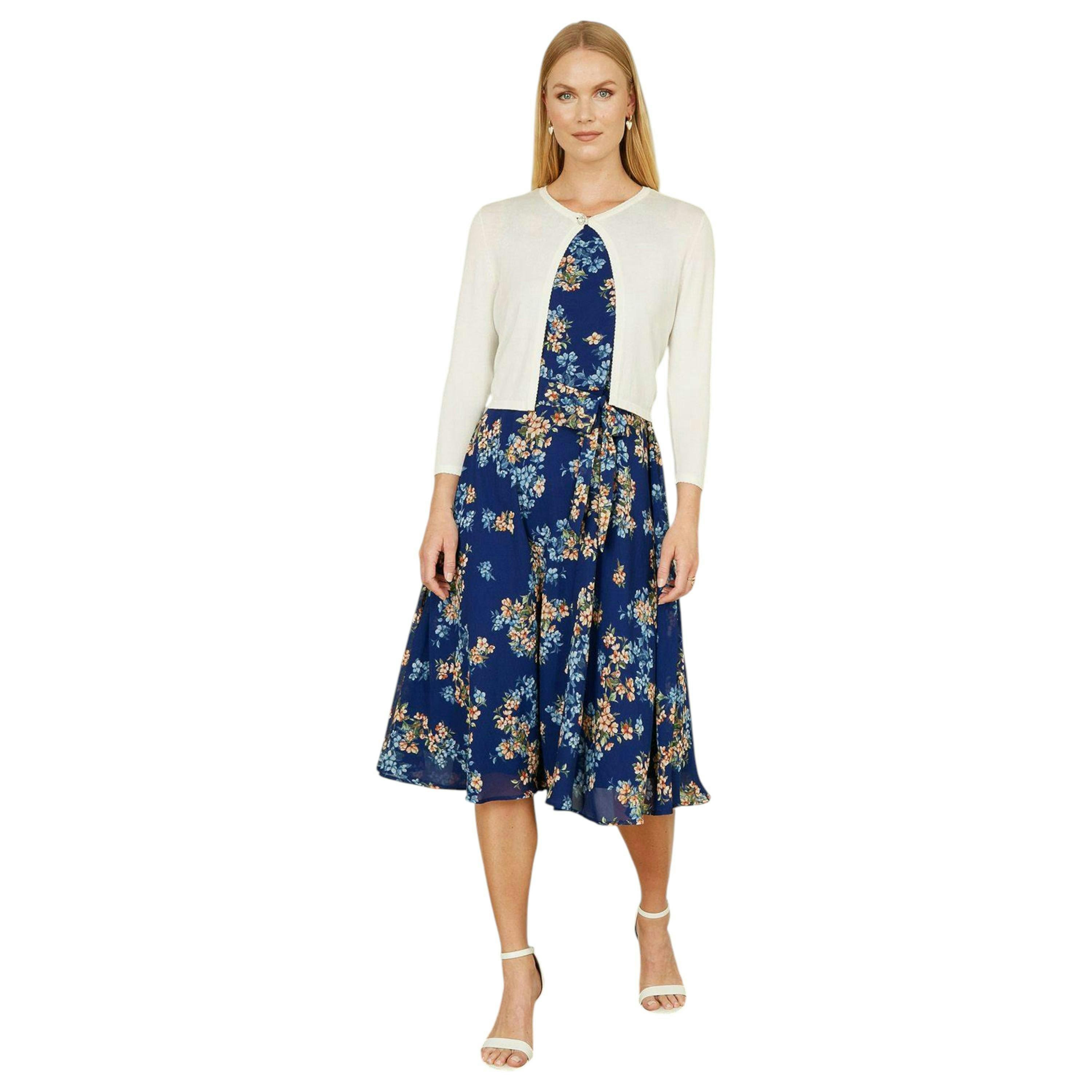 Yumi Ivory Diamante Button Cropped Cardigan , view 1 of 3