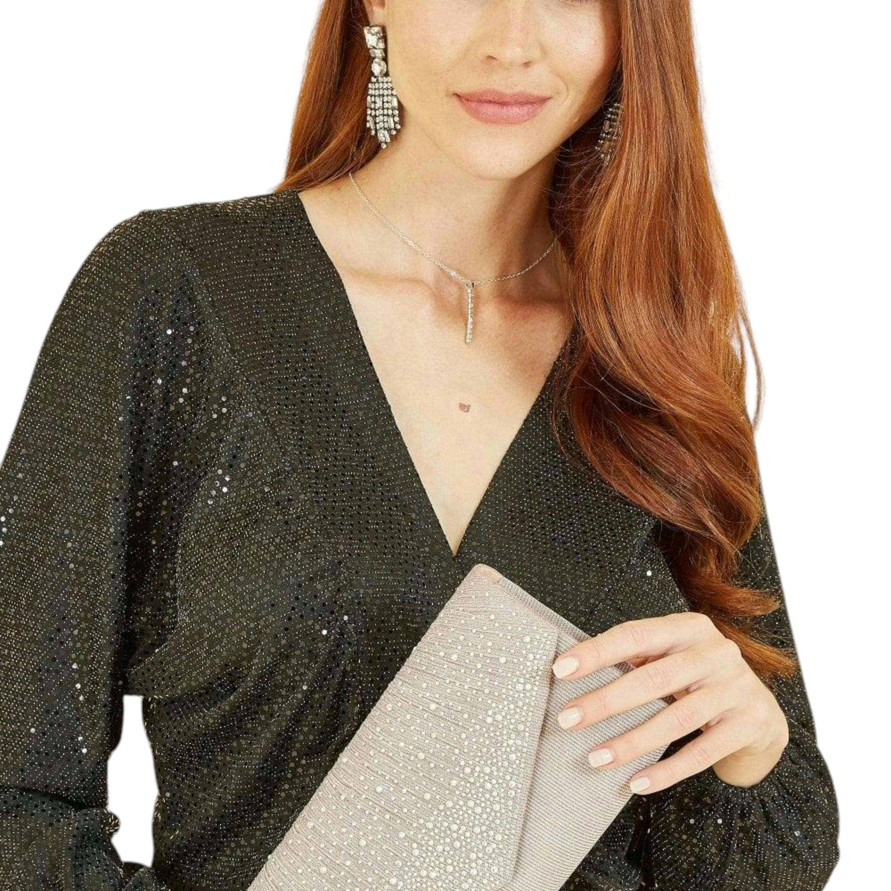 Yumi Rose Gold All Over Sparkle Envelope Clutch Bag , view 1 of 1