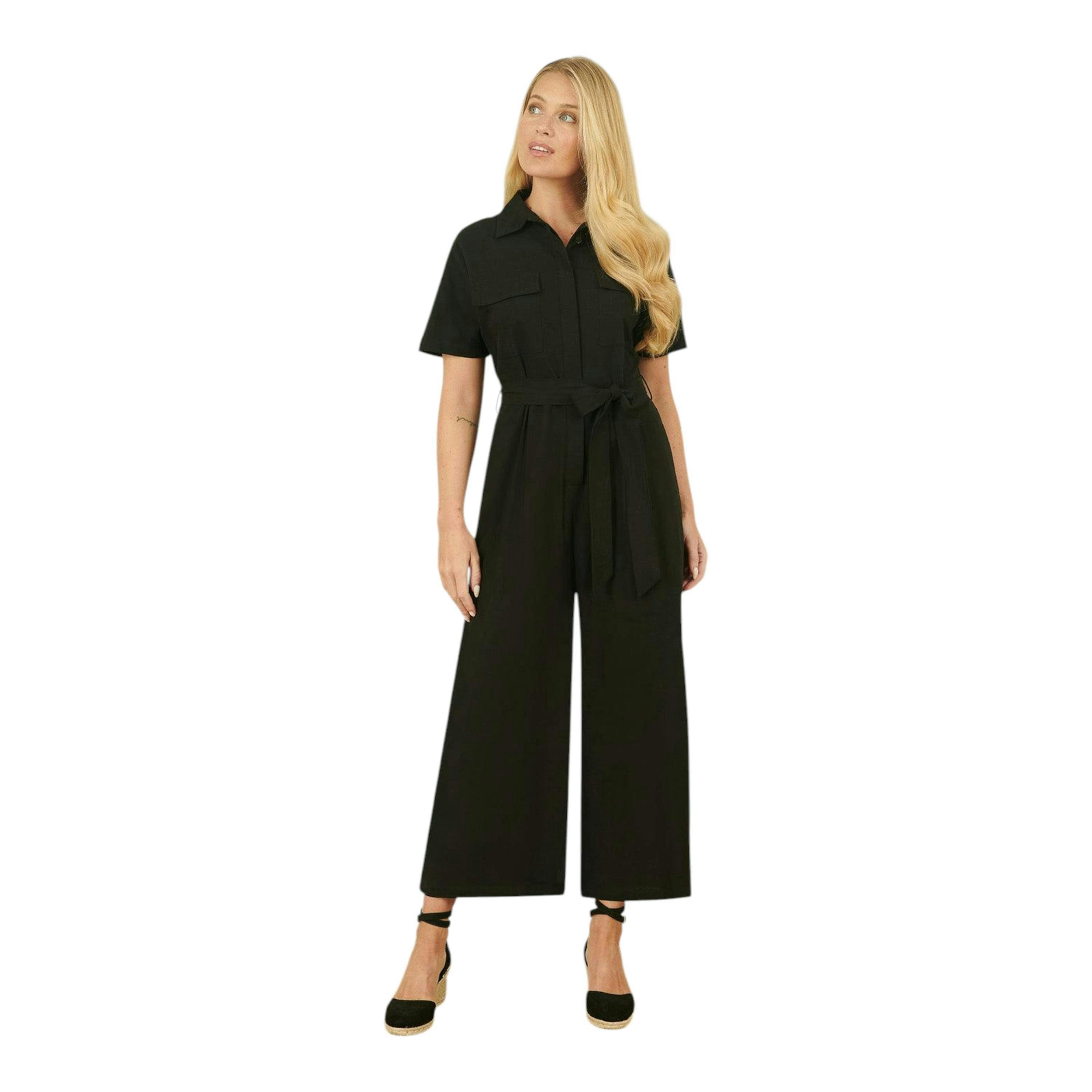Yumi Black Utility Relaxed Fit Jumpsuit , view 1 of 5