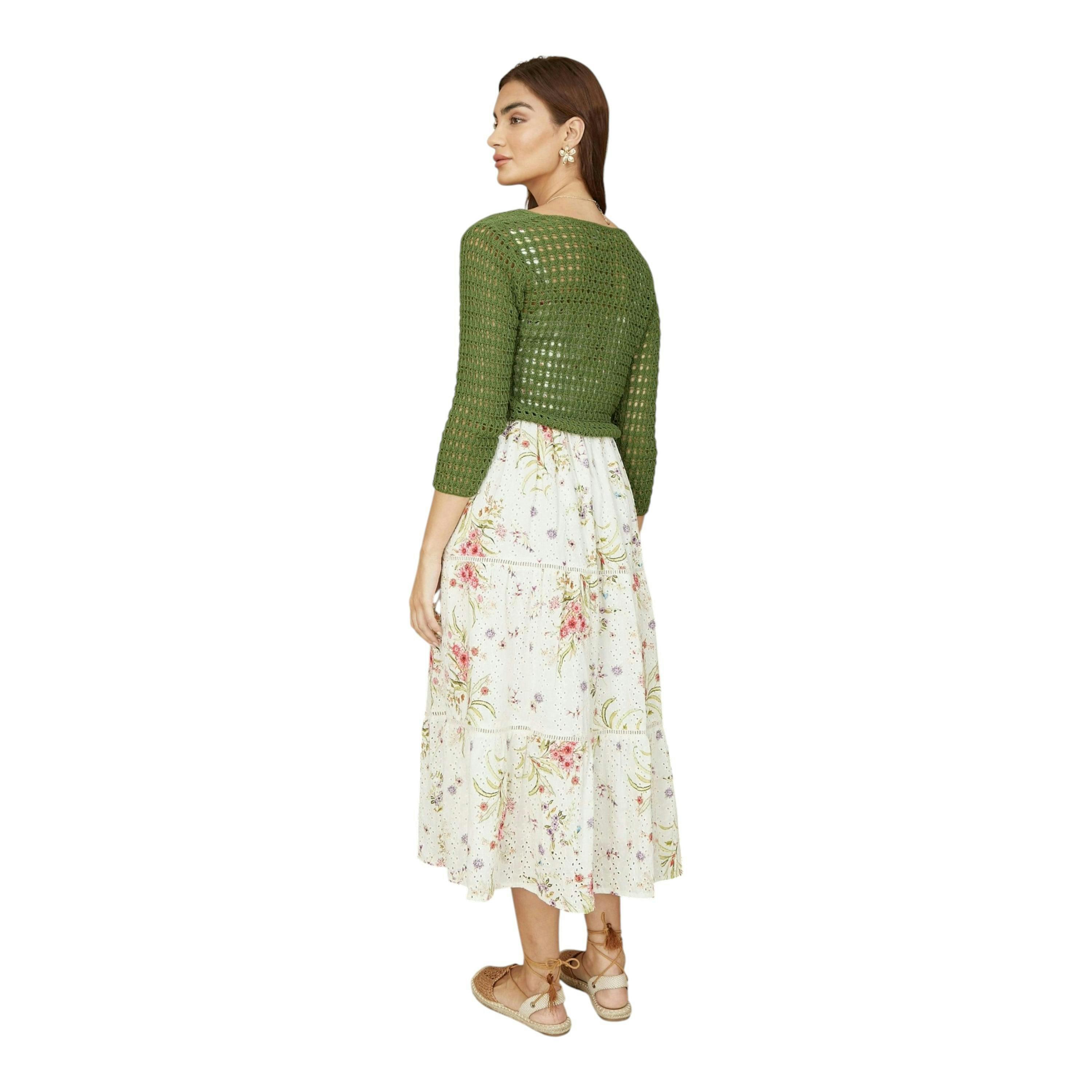 Yumi Green Cotton Crochet Twisted Bolero Top , view 4 of 4