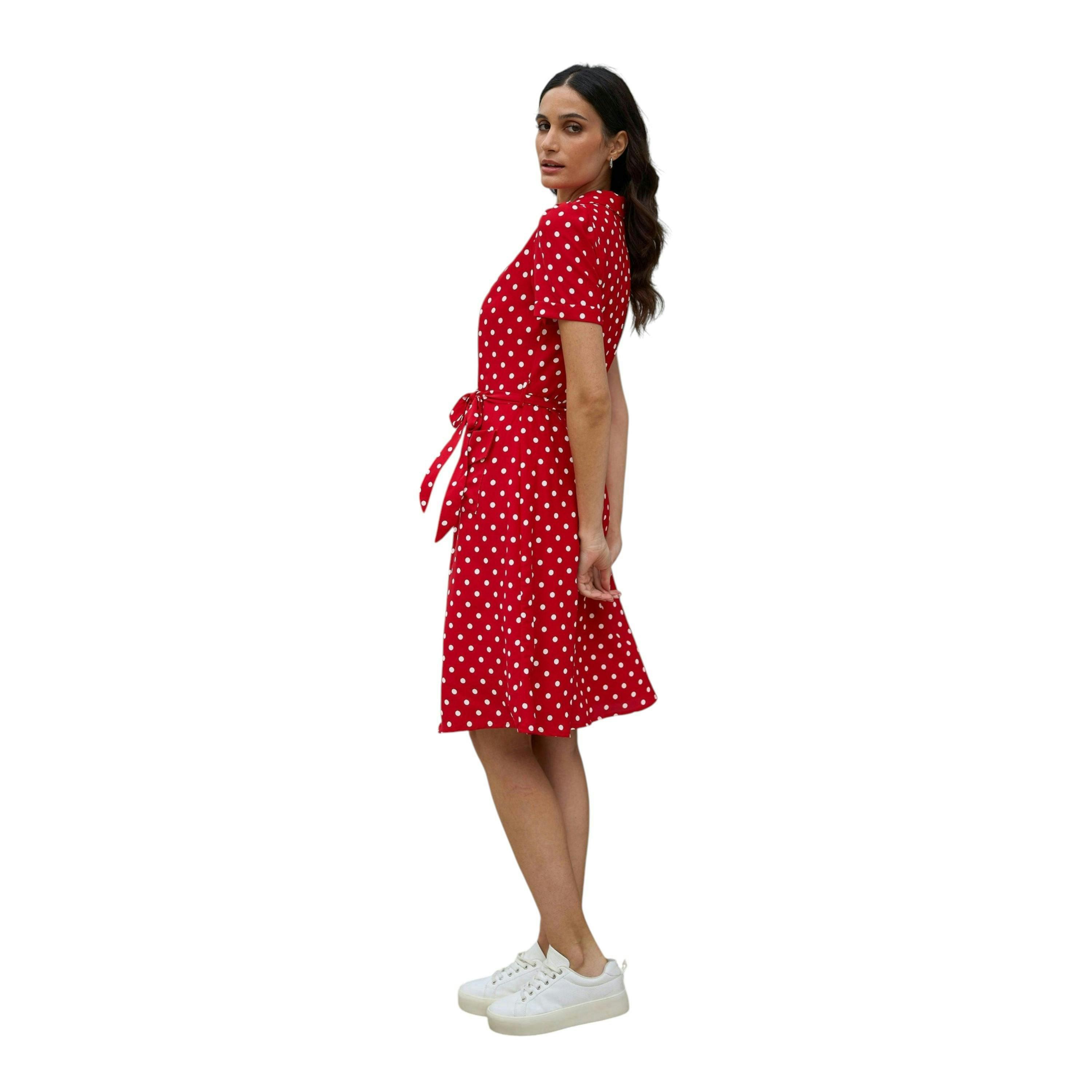Yumi Red Spot Retro Shirt Dress , view 1 of 6