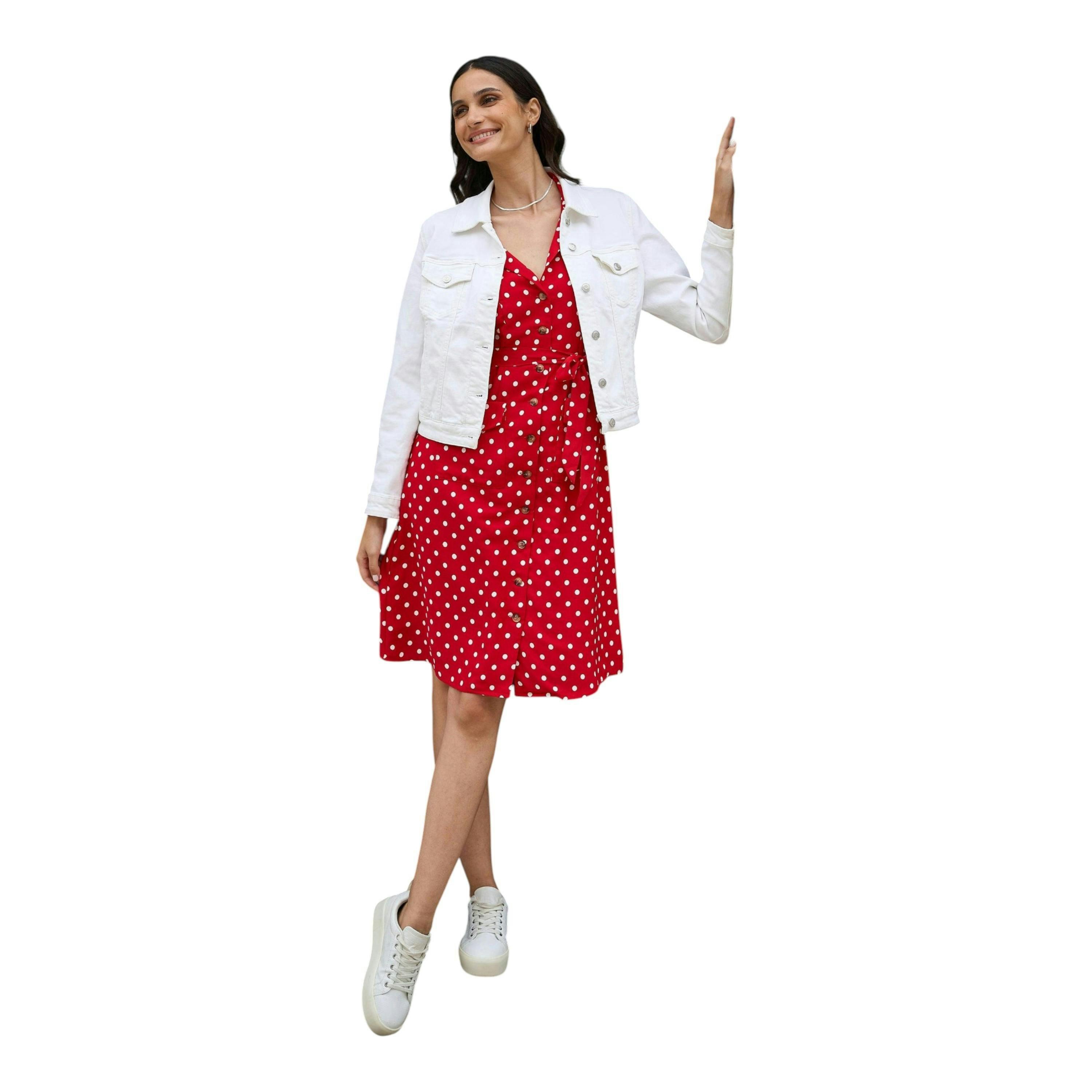 Yumi Red Spot Retro Shirt Dress , view 2 of 6