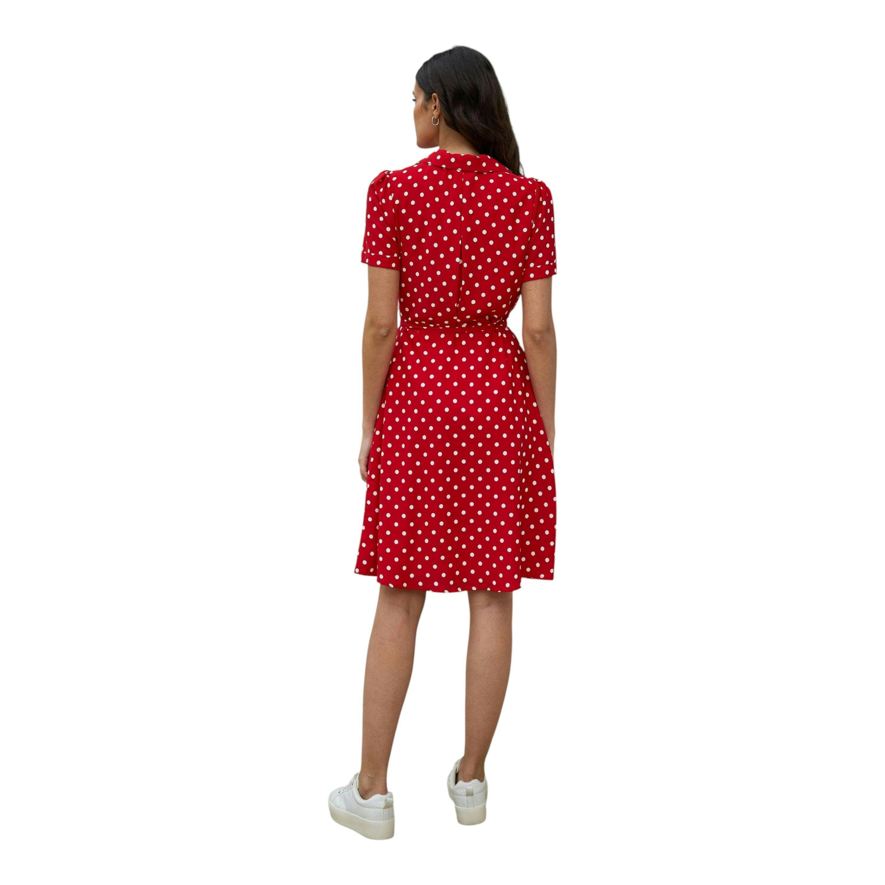 Yumi Red Spot Retro Shirt Dress , view 5 of 6