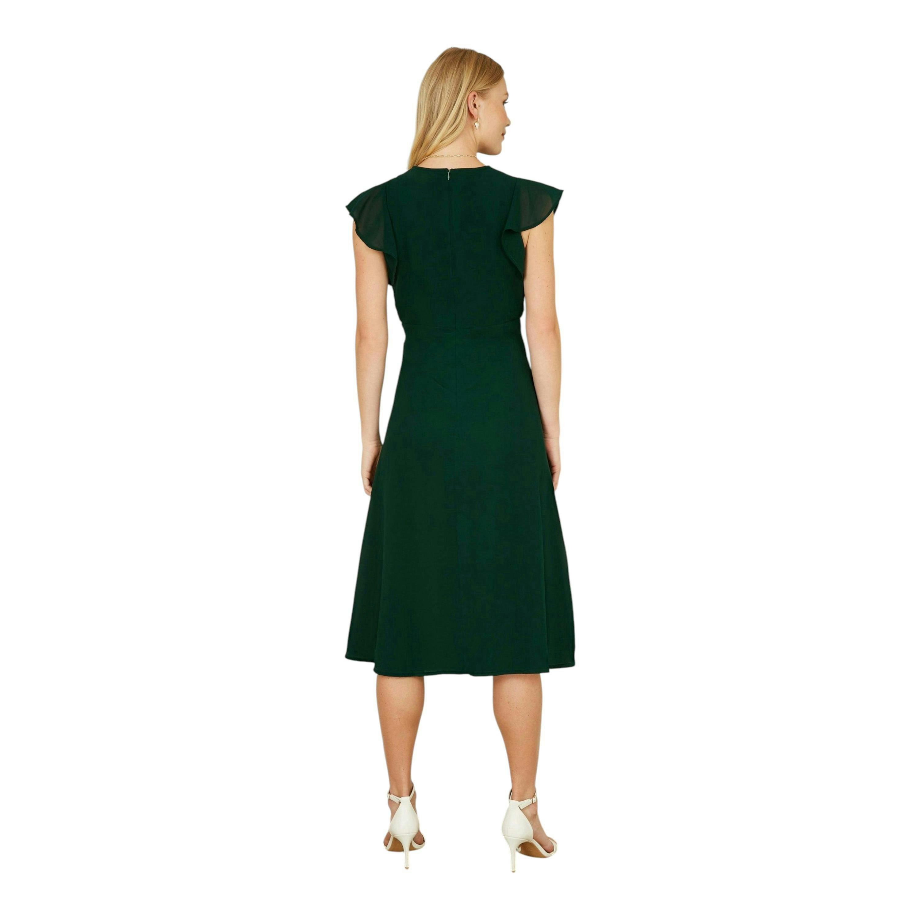 Yumi Green All Over Floral Embroidery Midi Skater Dress , view 4 of 5