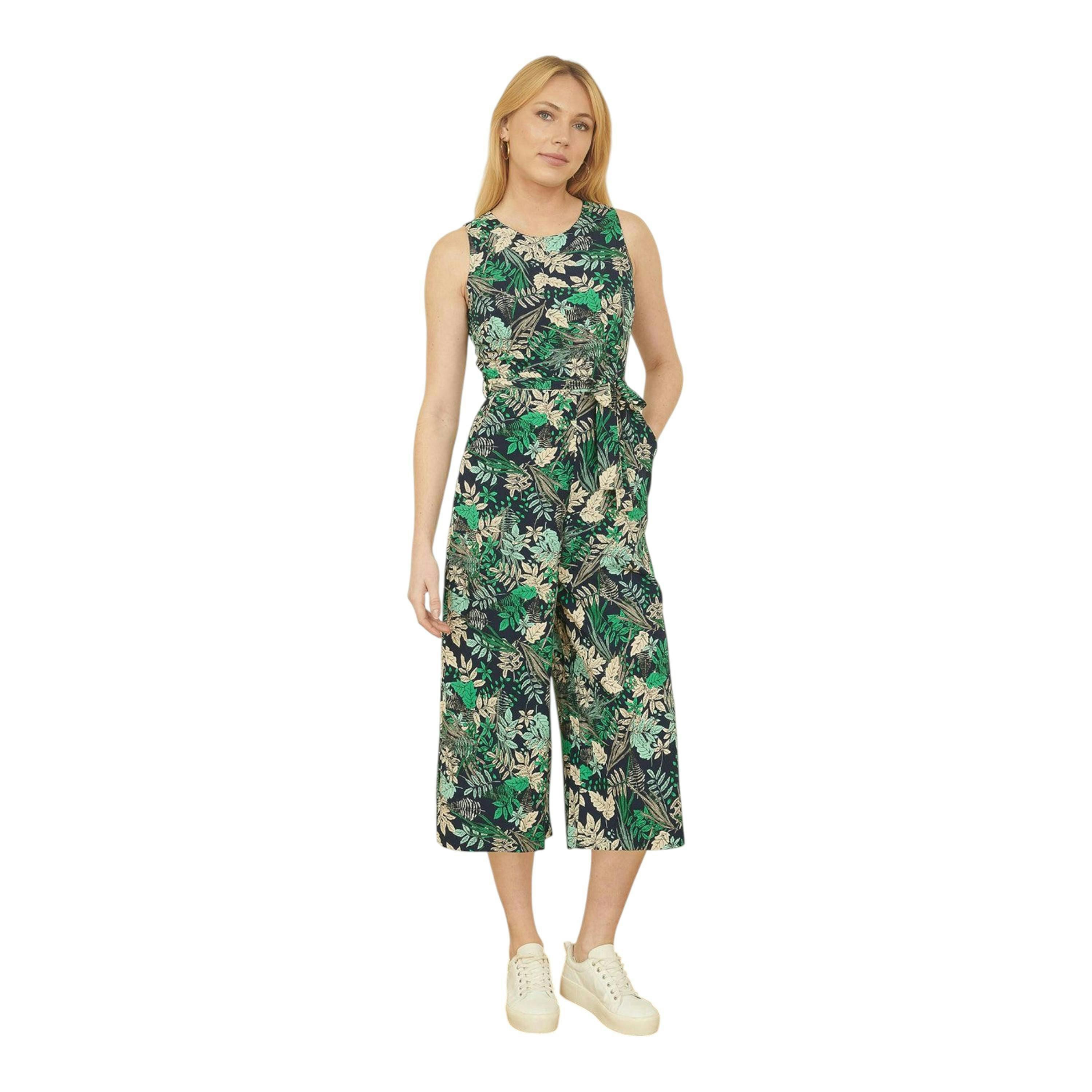 Yumi Green Leaf Culotte Jumpsuit , view 1 of 3
