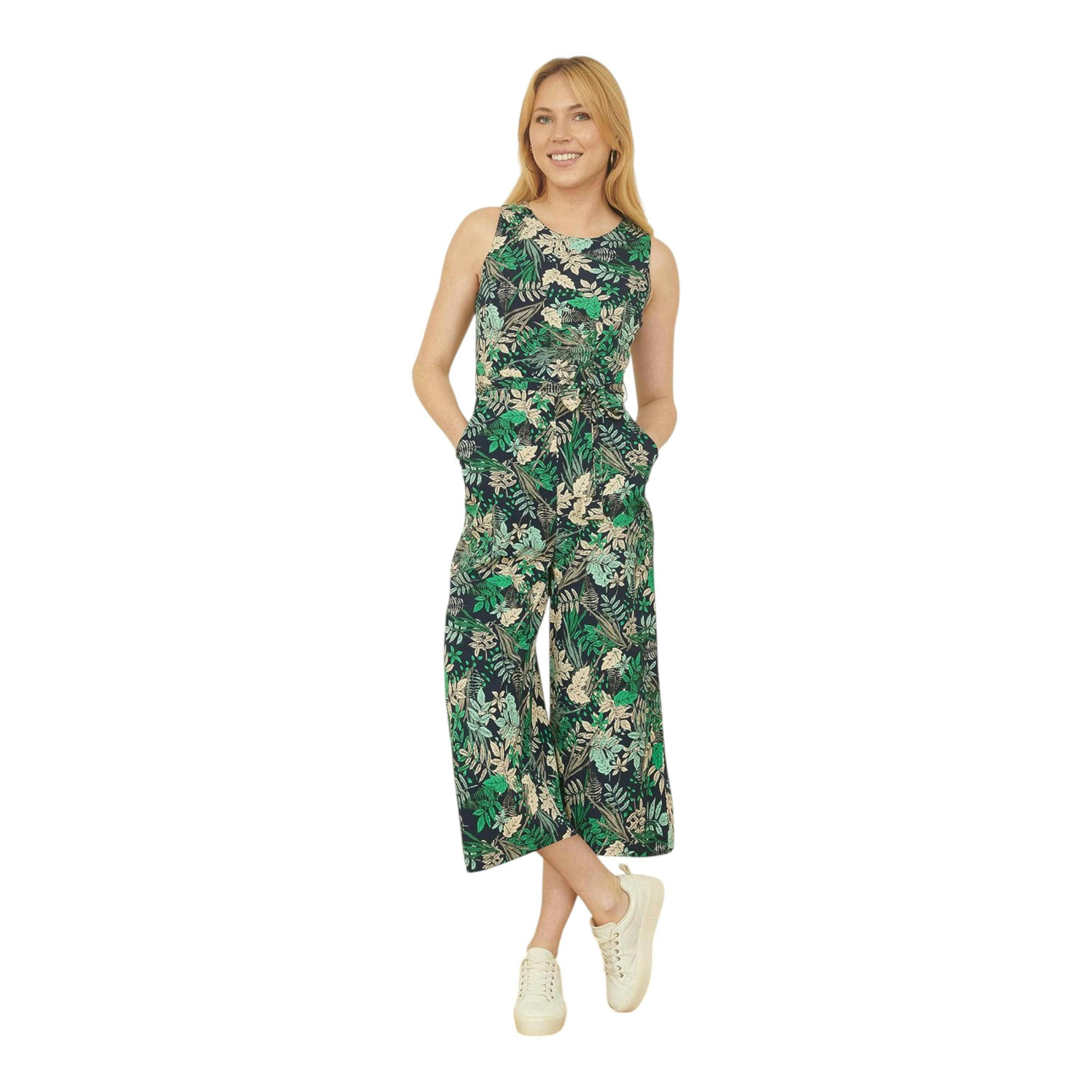 Yumi Green Leaf Culotte Jumpsuit , view 2 of 3