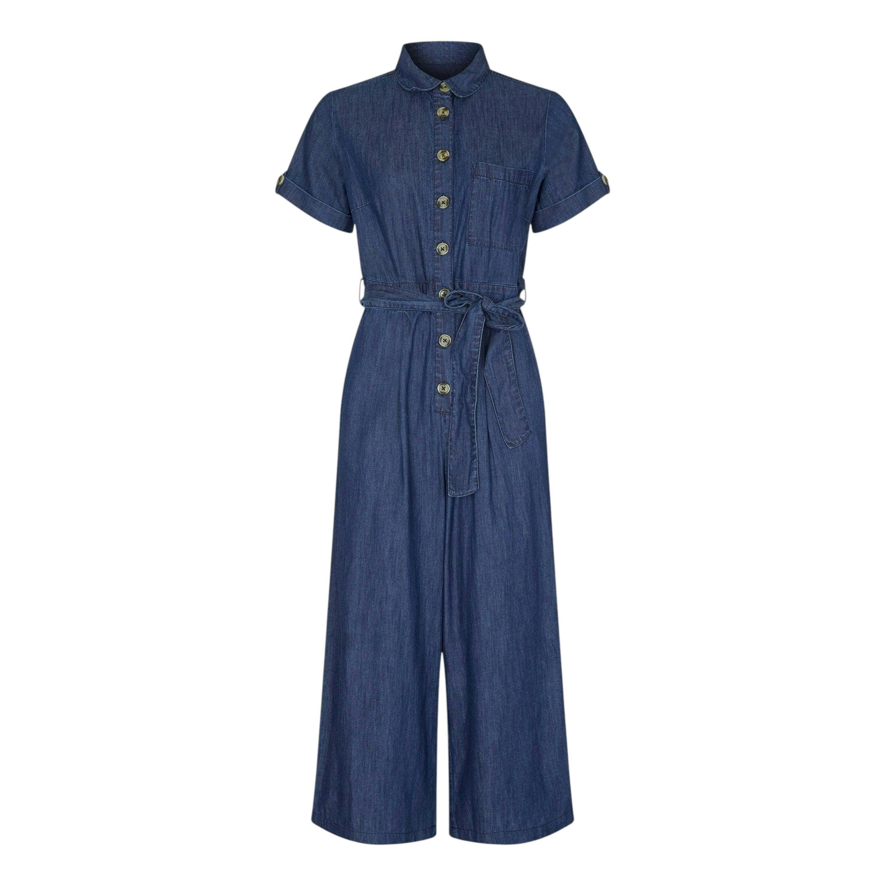 Yumi Blue Button Denim Jumpsuit , view 3 of 4