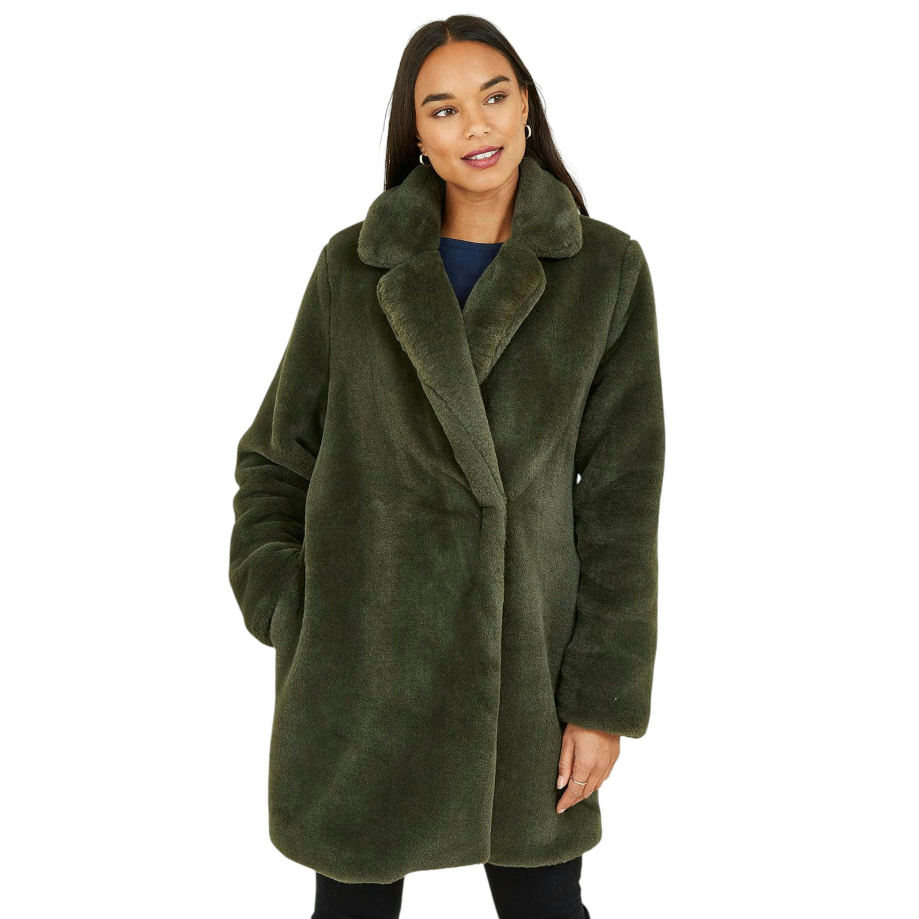 Yumi Green Faux Fur Coat , view 1 of 4