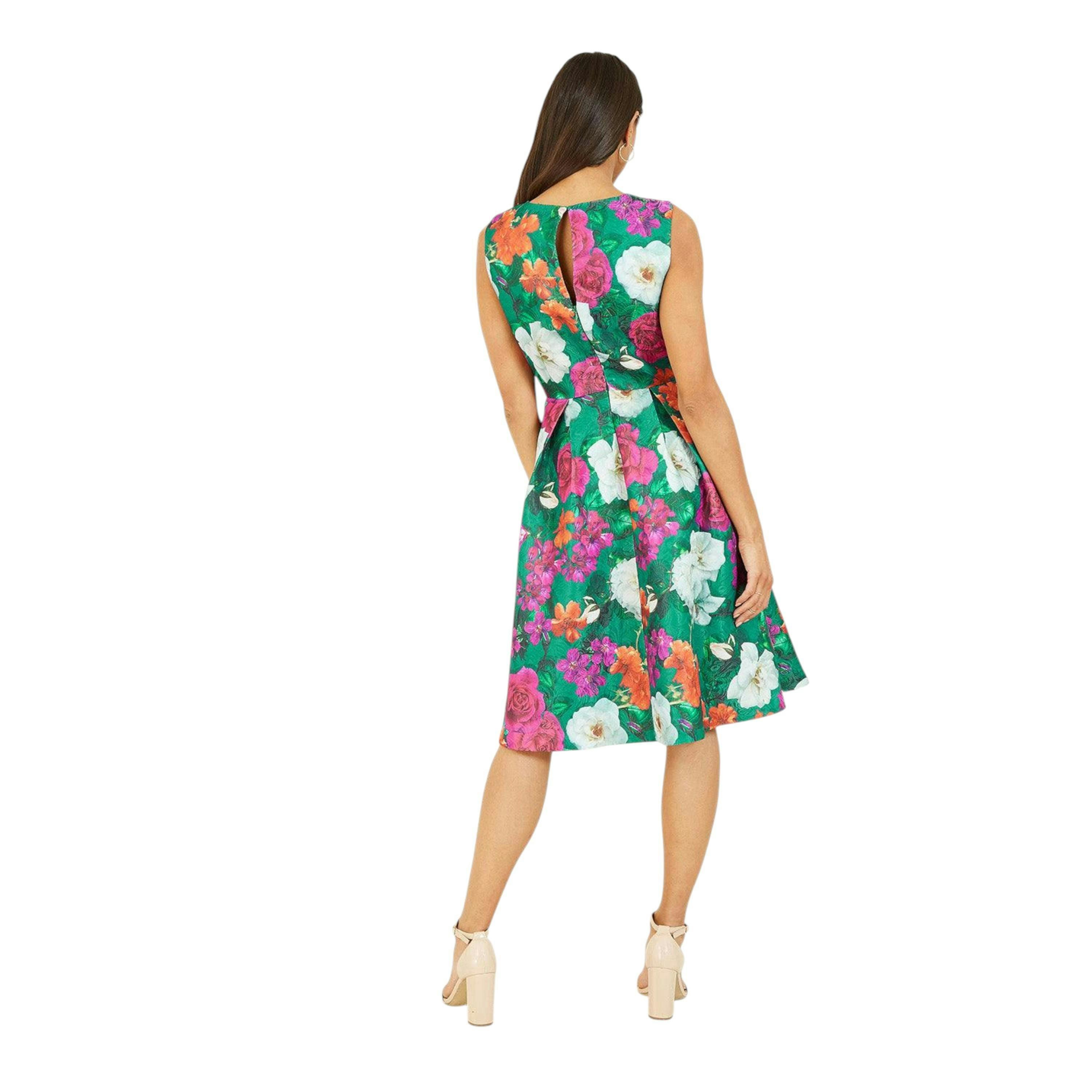 Yumi Green Floral Jacquard Skater Dress , view 3 of 4