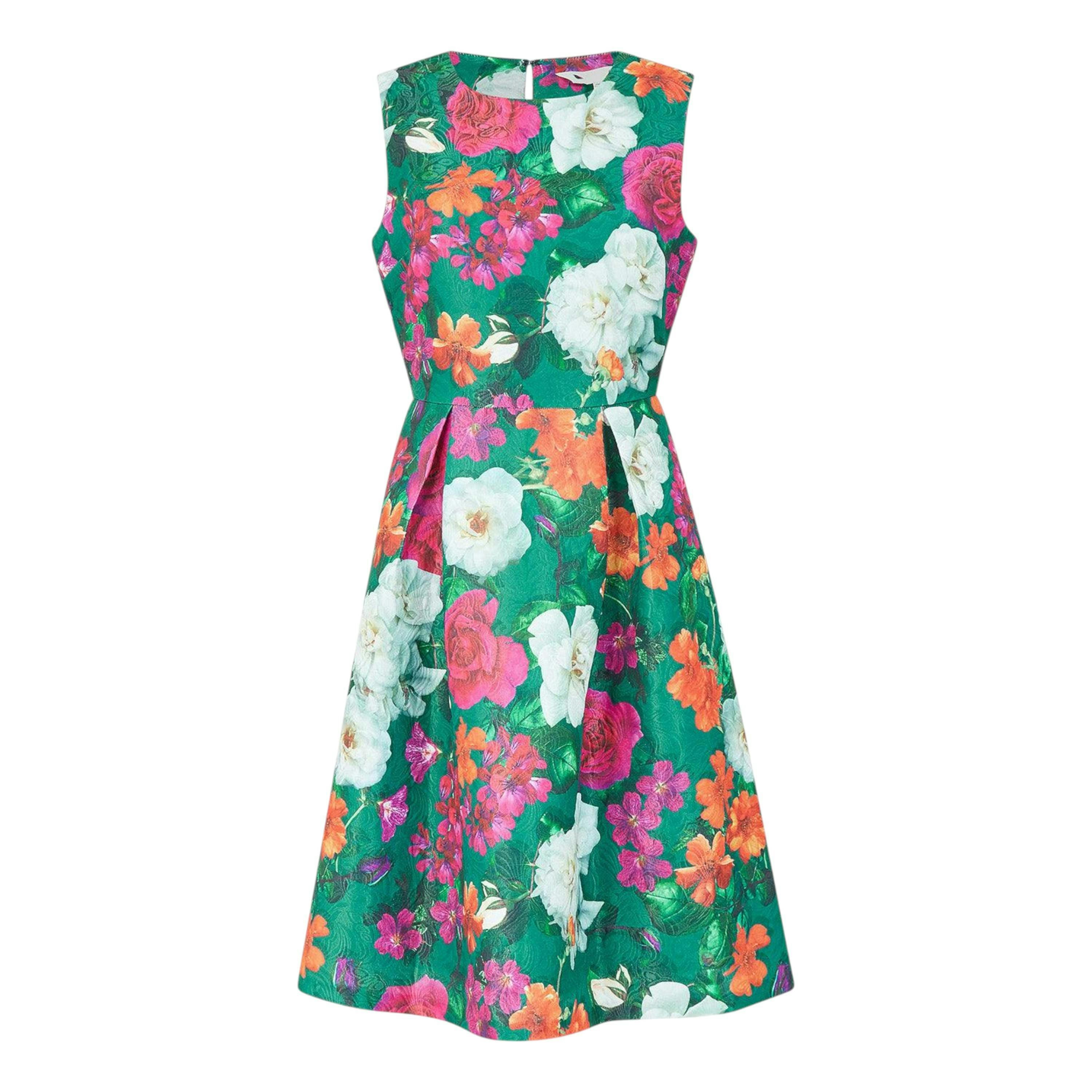 Yumi Green Floral Jacquard Skater Dress , view 4 of 4
