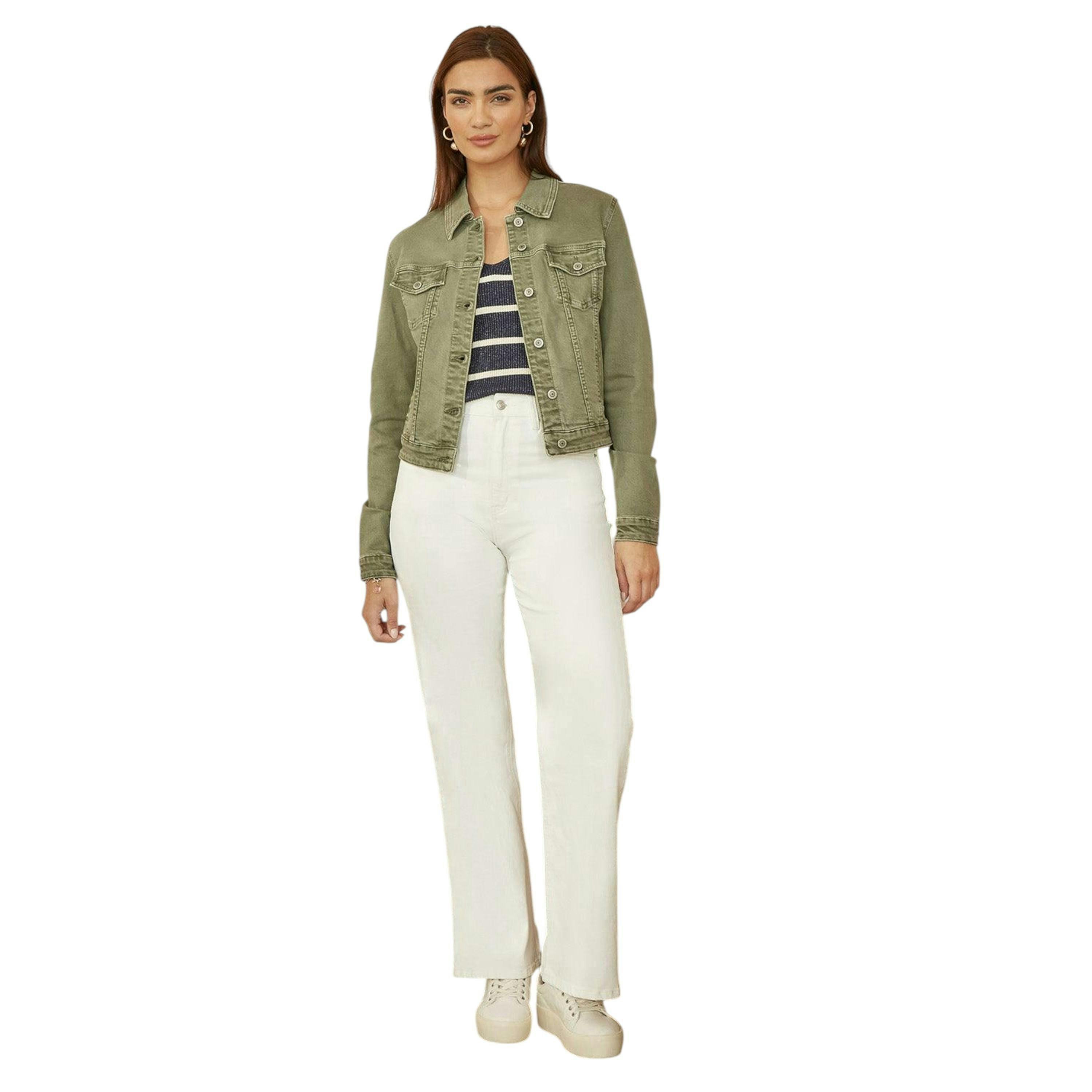 Yumi Green Stretch Cotton Denim Jacket , view 2 of 4