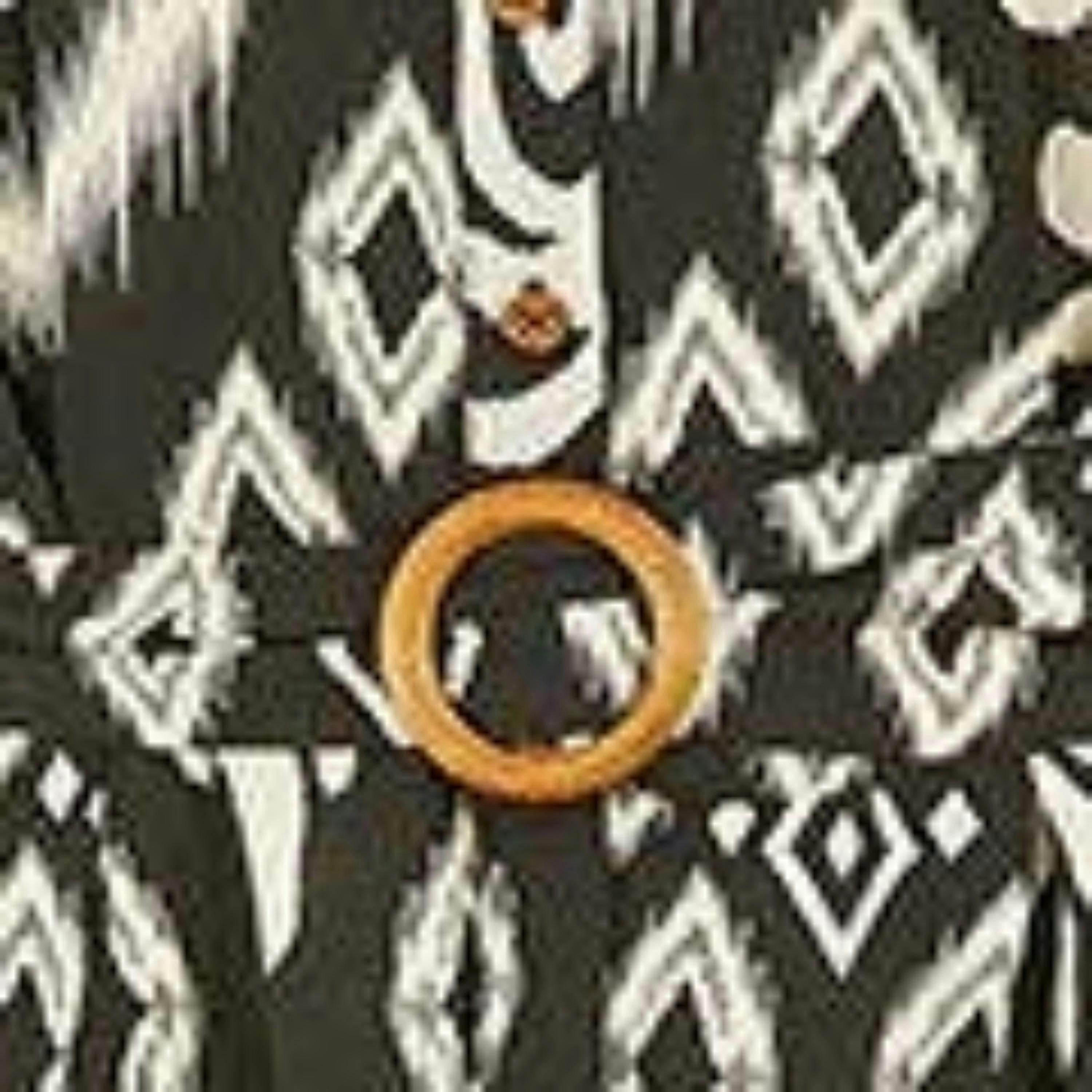 Yumi Black Abstract Geo Print Relaxed Midi Shirt Dress With Belt , view 6 of 6