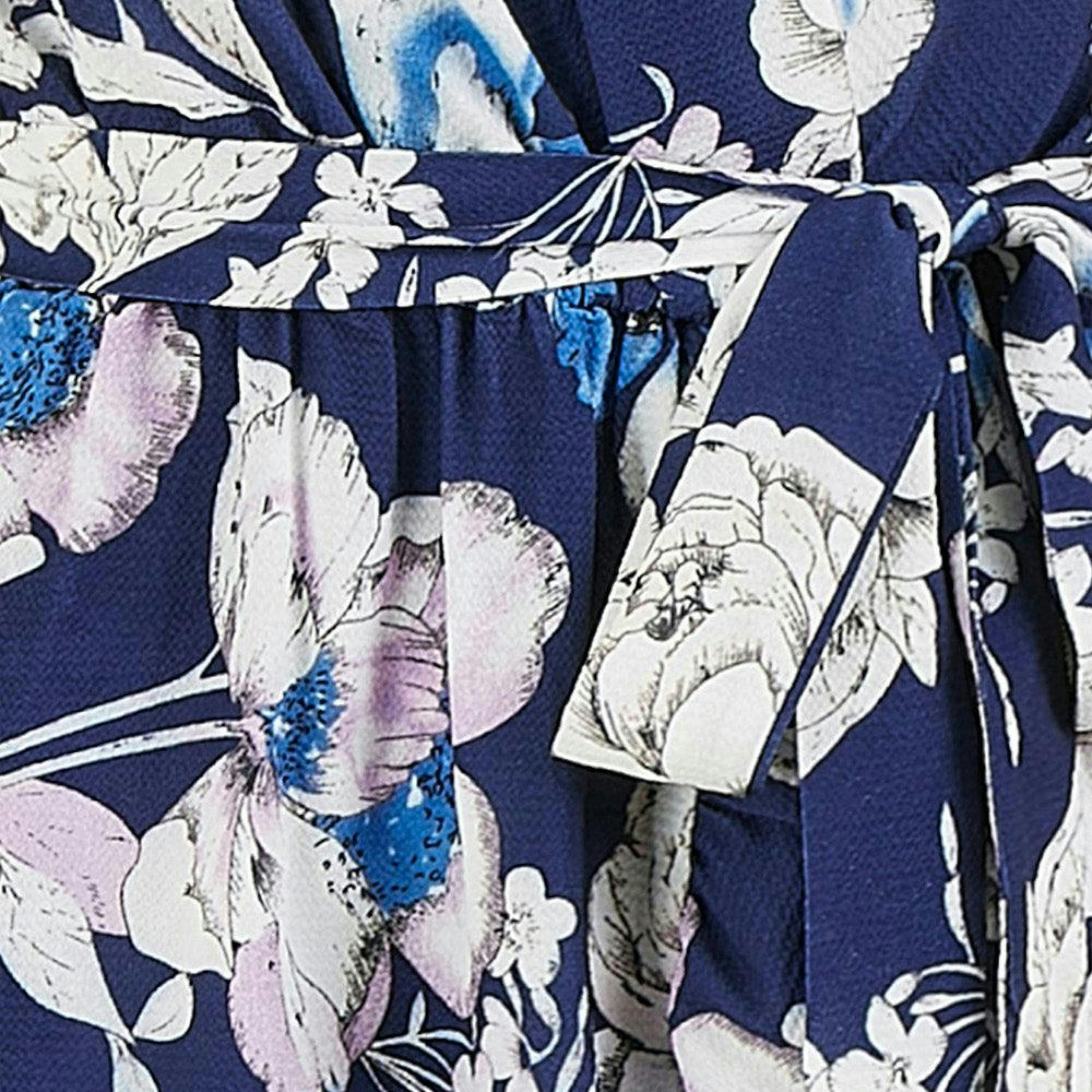 Yumi Navy Floral Midi Wrap Dress , view 5 of 6