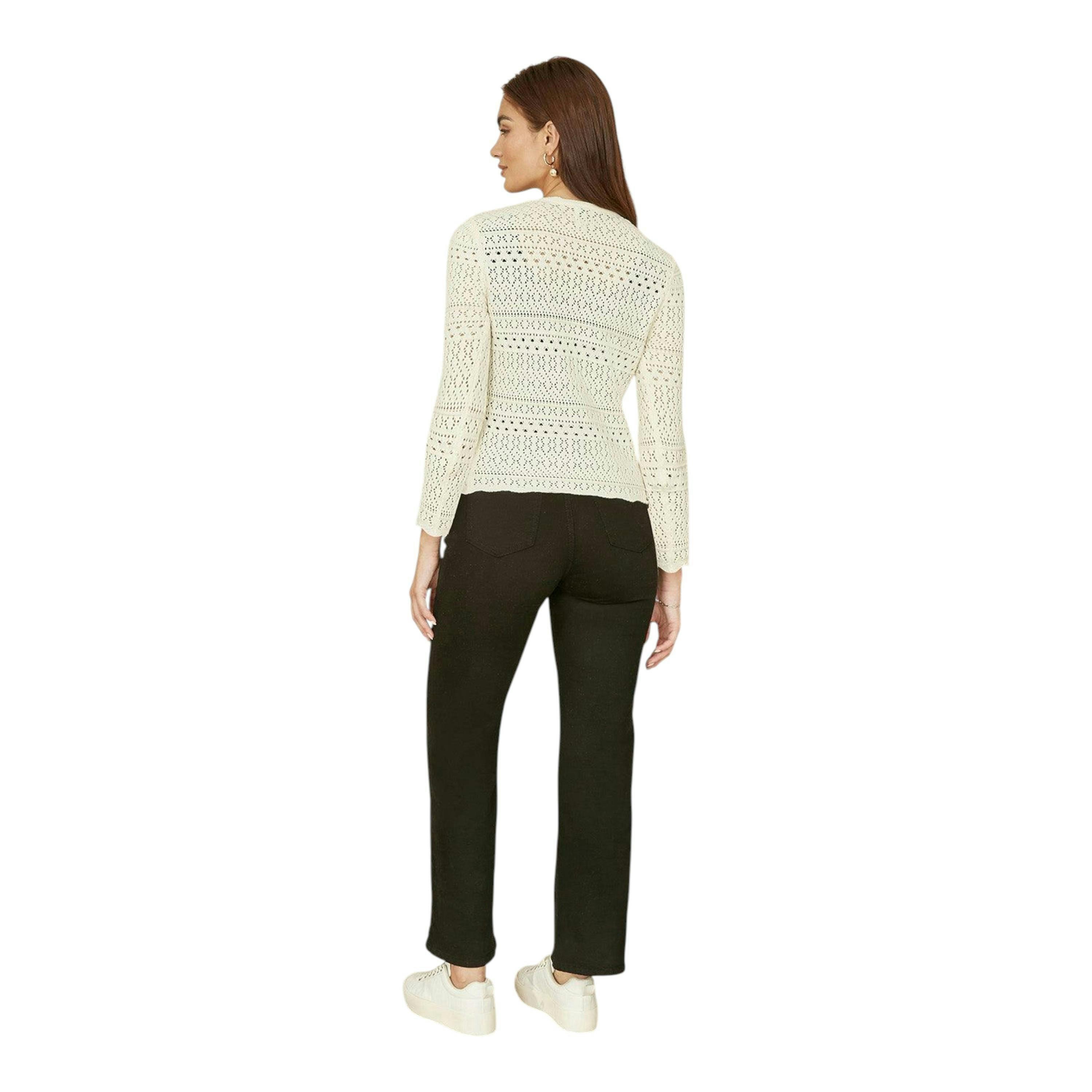 Yumi Ivory Crochet Tie Front Cardigan , view 3 of 5