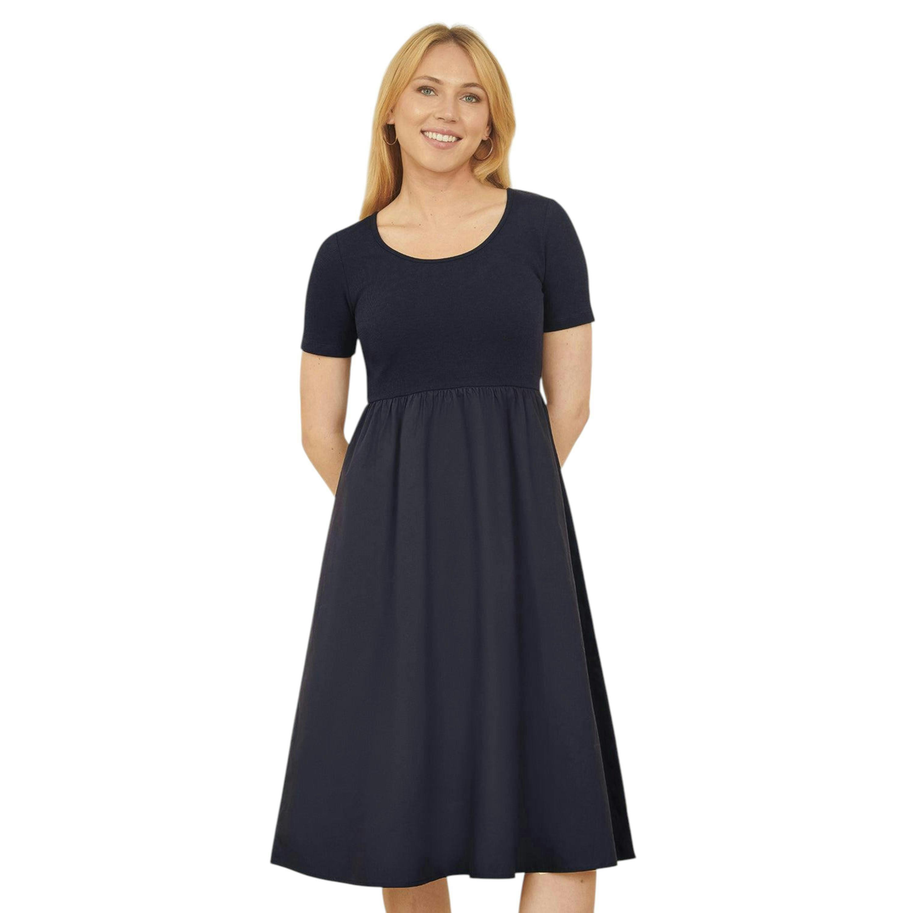 Yumi Navy Jersey Top and Cotton Midi Dress , view 1 of 3
