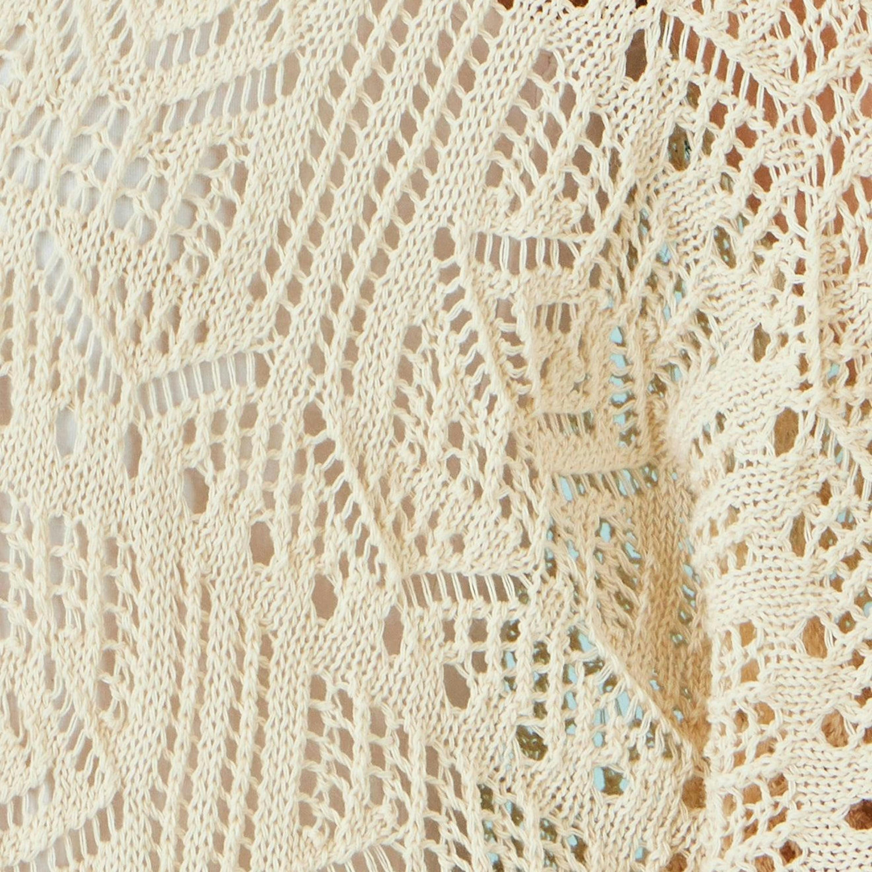 Yumi Ivory Crochet Edge To Edge 3/4 Sleeve Cardigan , view 5 of 5