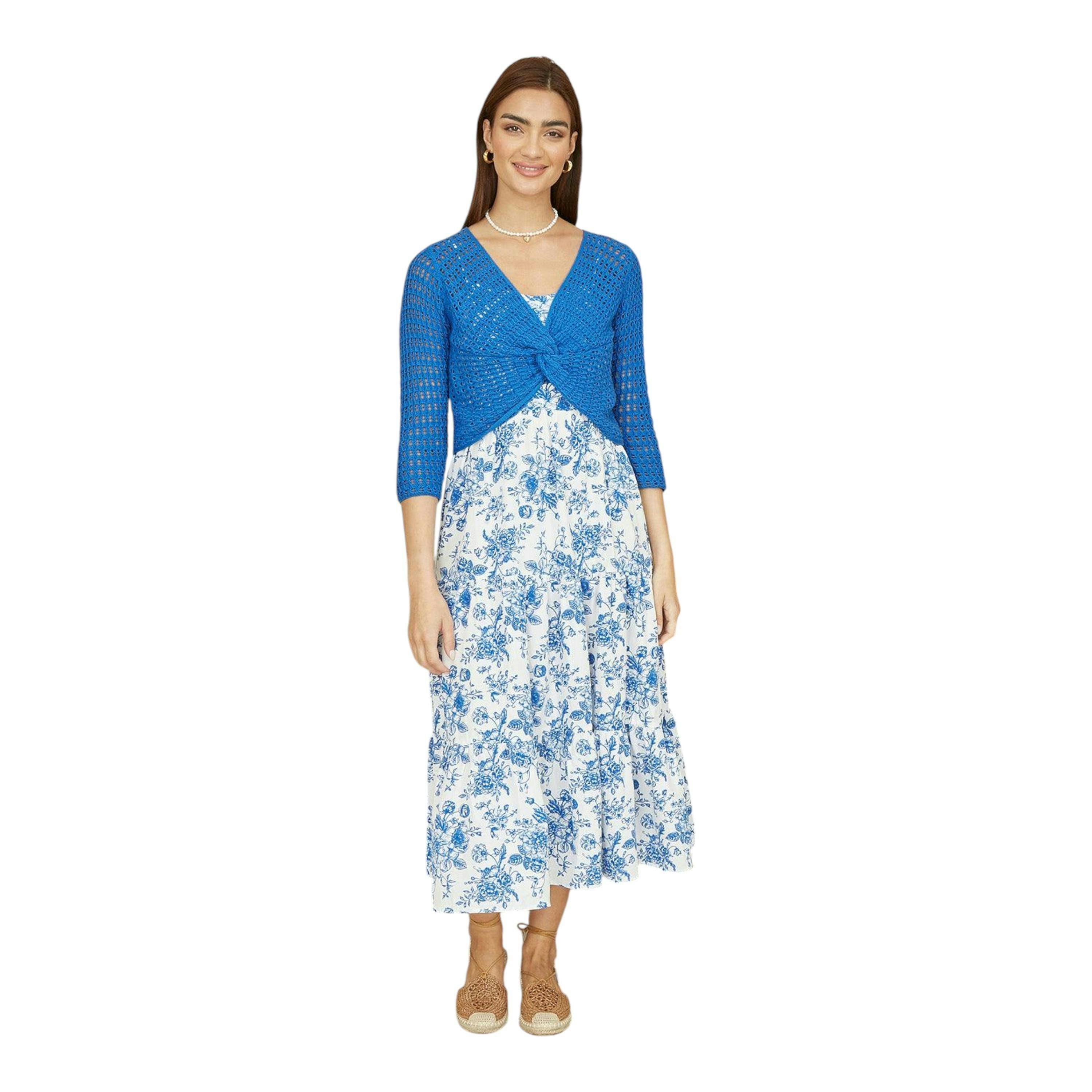 Yumi Blue Cotton Crochet Knitted Top , view 2 of 4
