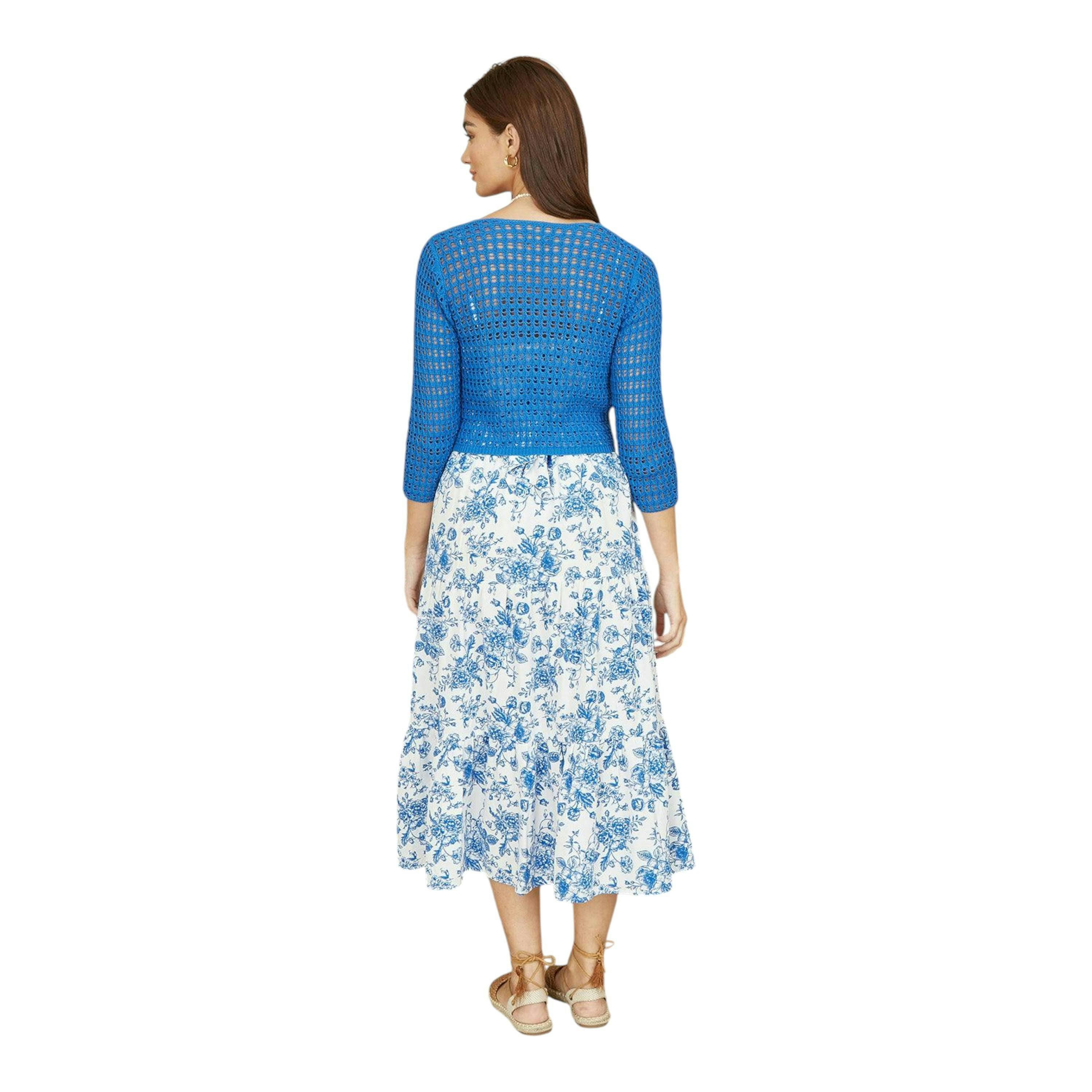 Yumi Blue Cotton Crochet Knitted Top , view 3 of 4