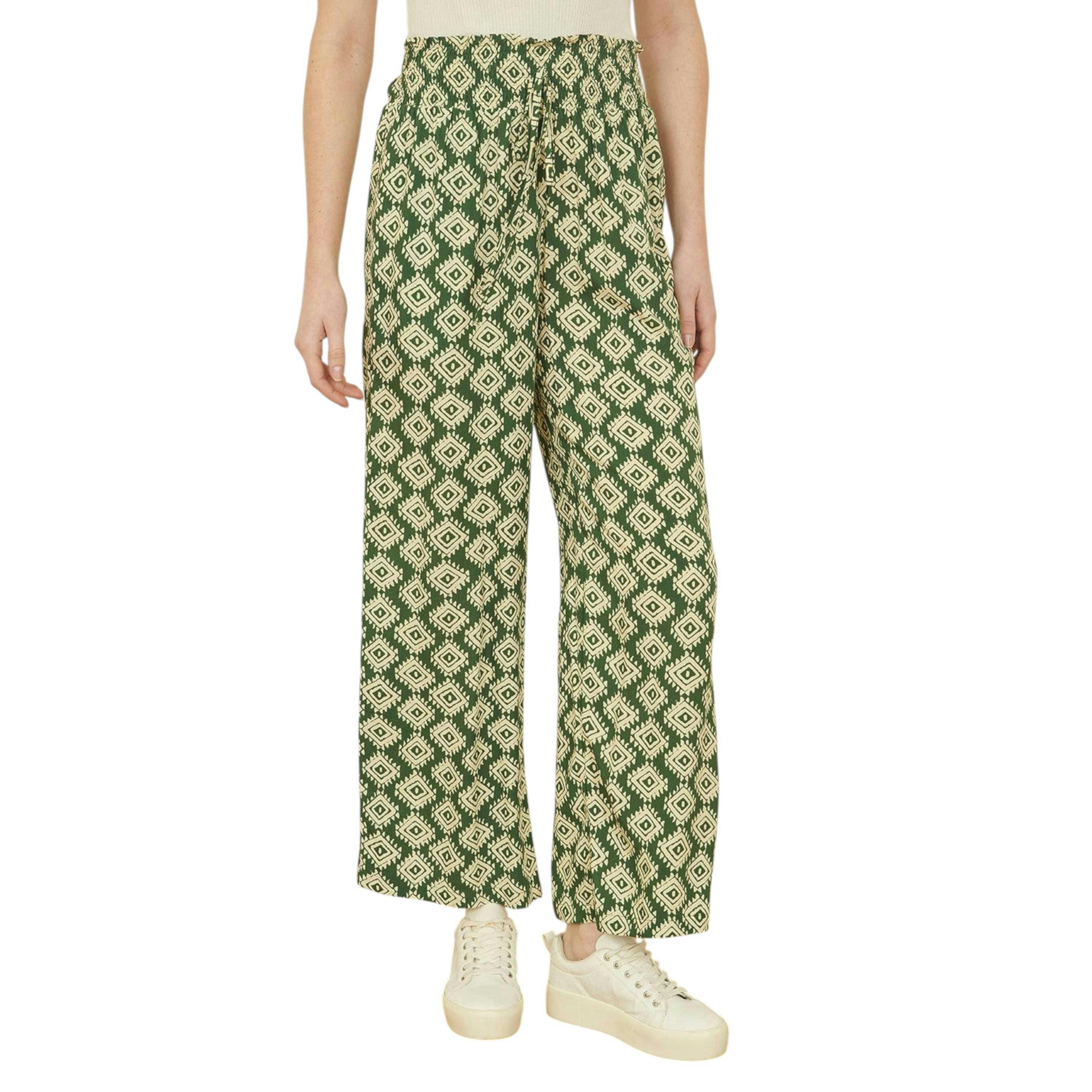 Yumi Green Geo Print Relaxed Fit Trousers , view 4 of 4