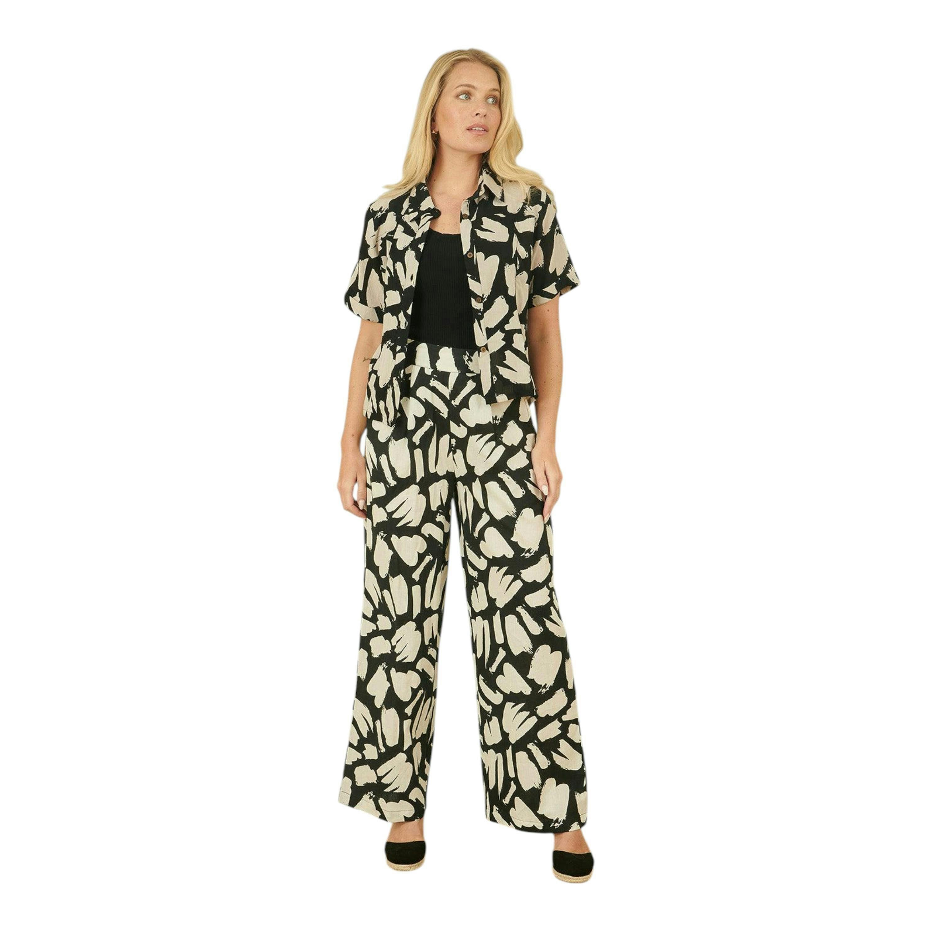 Yumi Black Cotton Splash Print Relaxed Fit Shirt , view 2 of 4