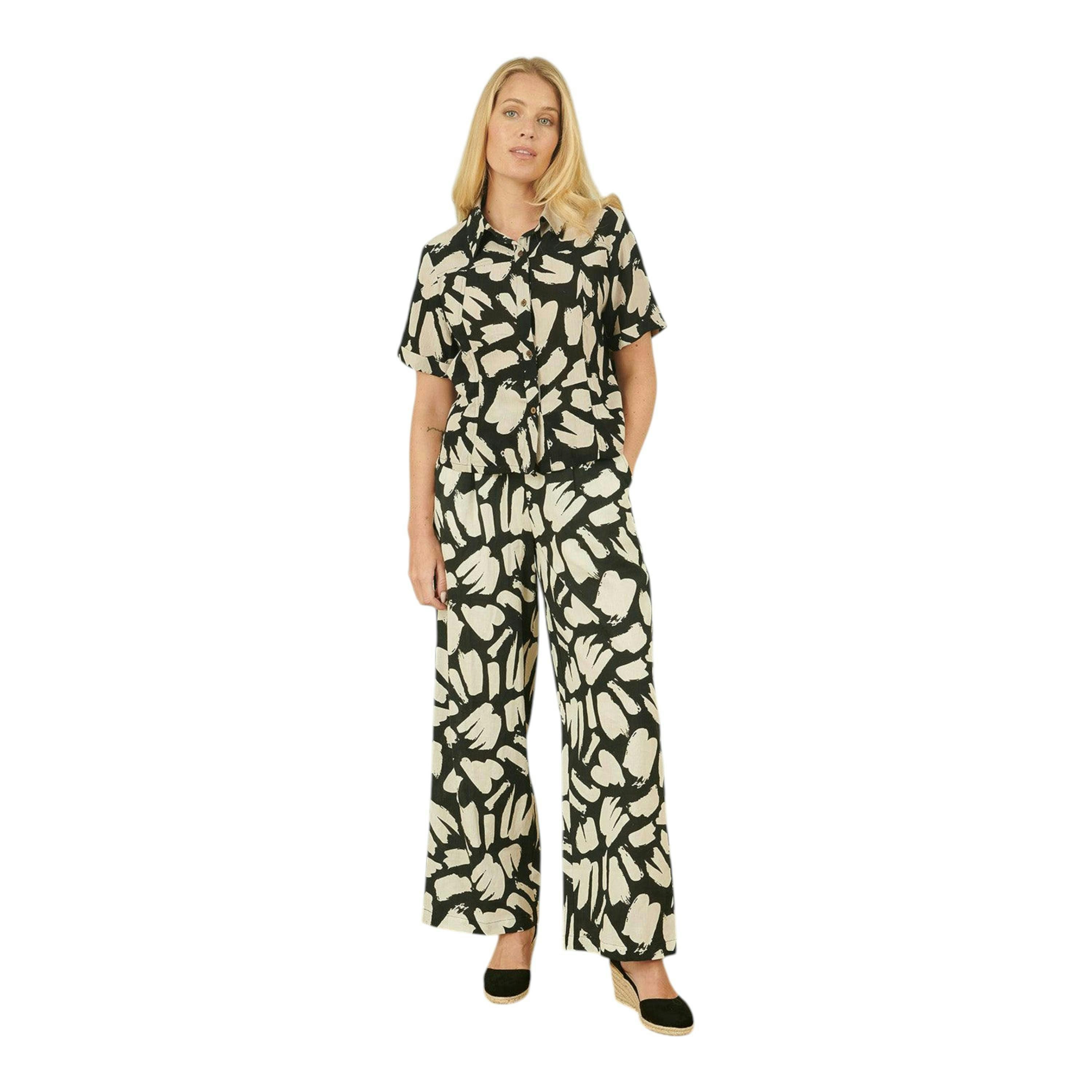 Yumi Black Cotton Splash Print Relaxed Fit Shirt , view 4 of 4