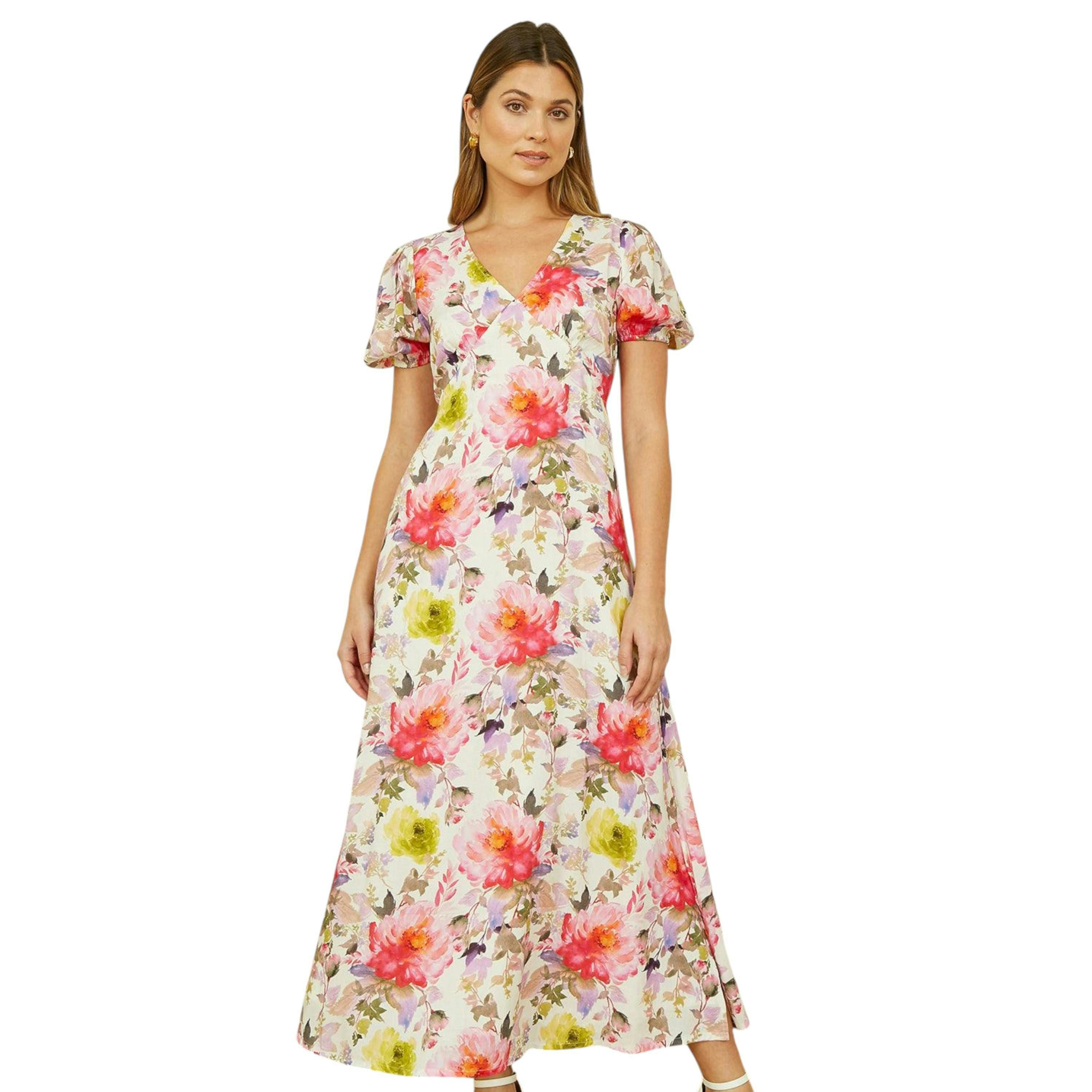 Yumi White Floral Midi Dress , view 1 of 5