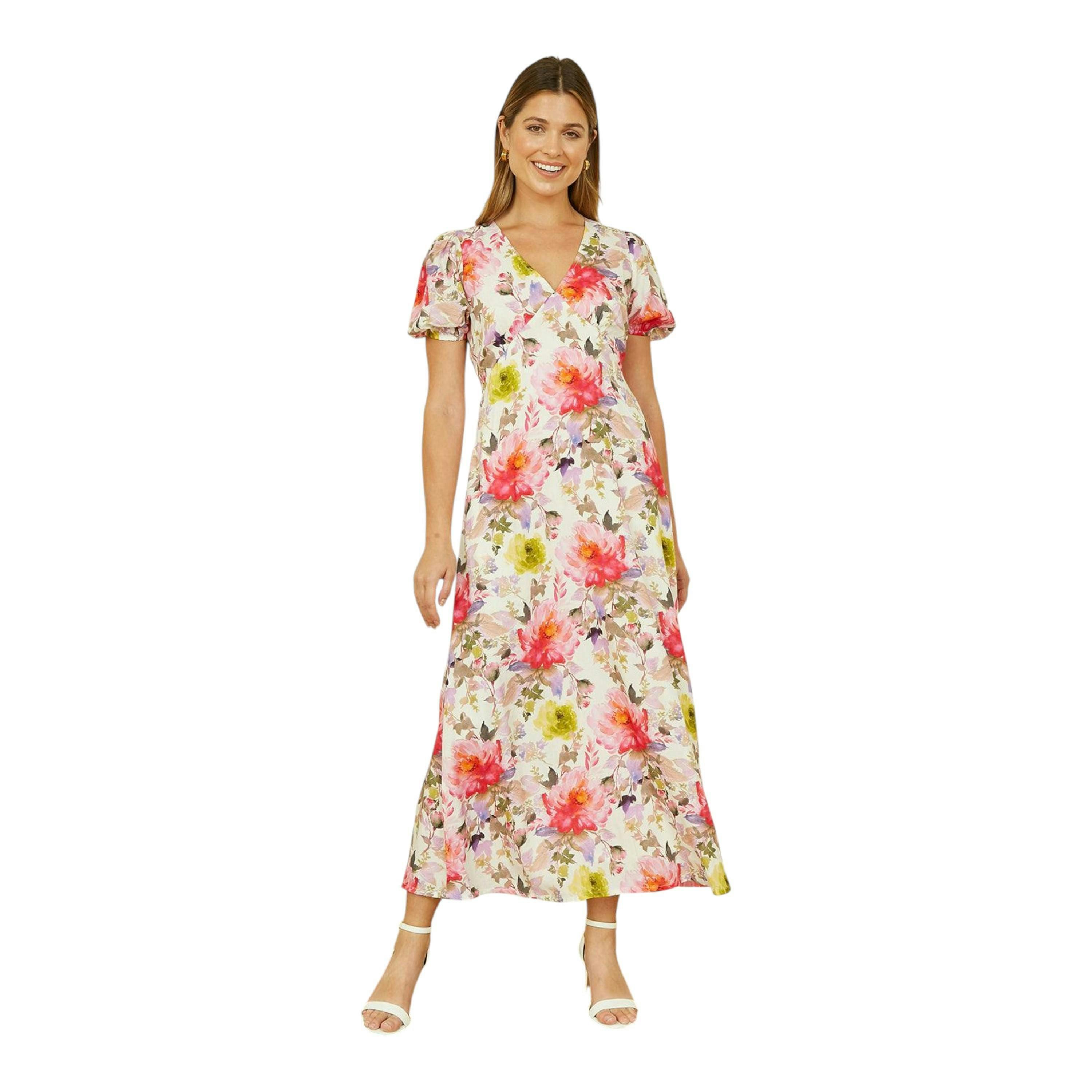 Yumi White Floral Midi Dress , view 3 of 5