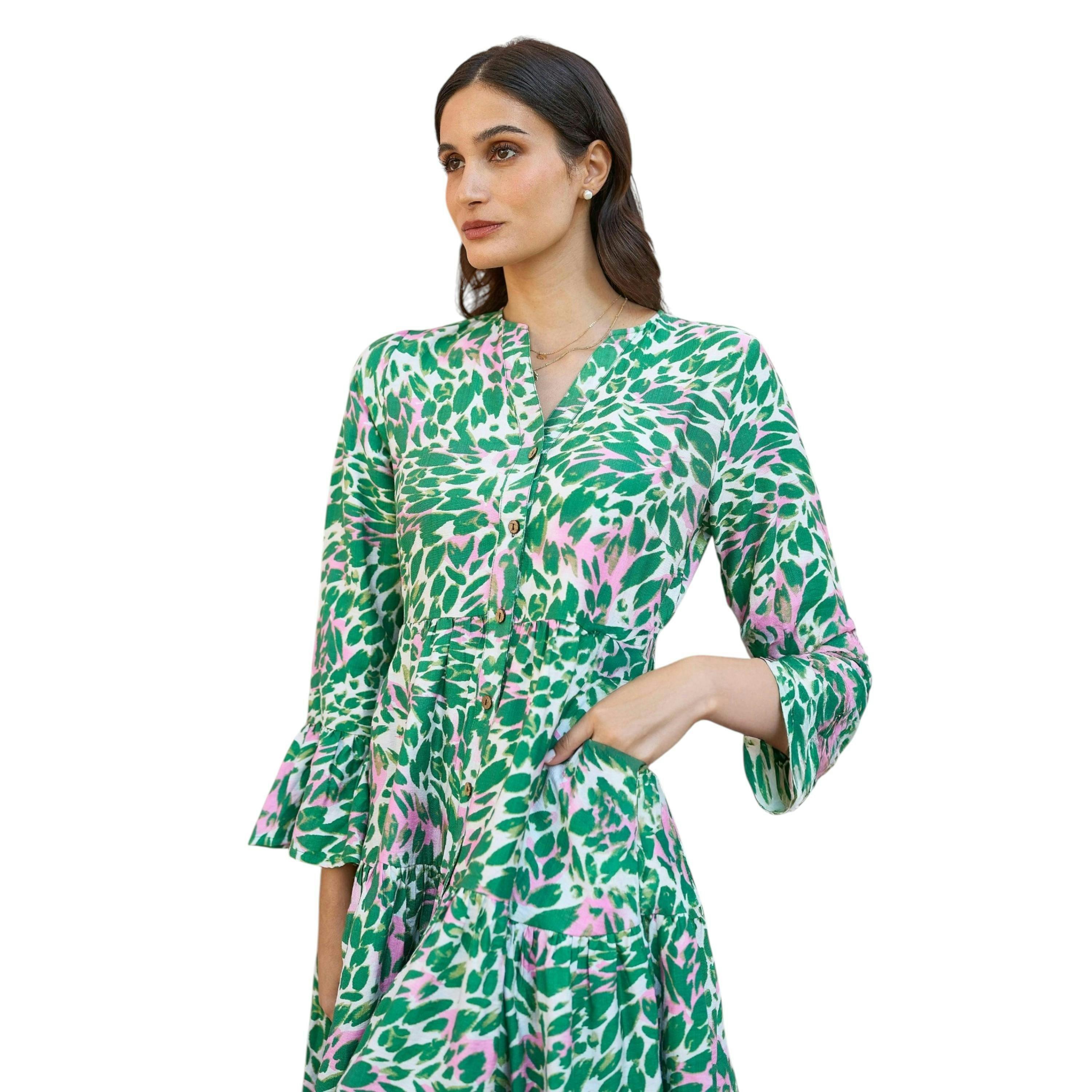 Yumi Green Leopard Print Tunic , view 3 of 4