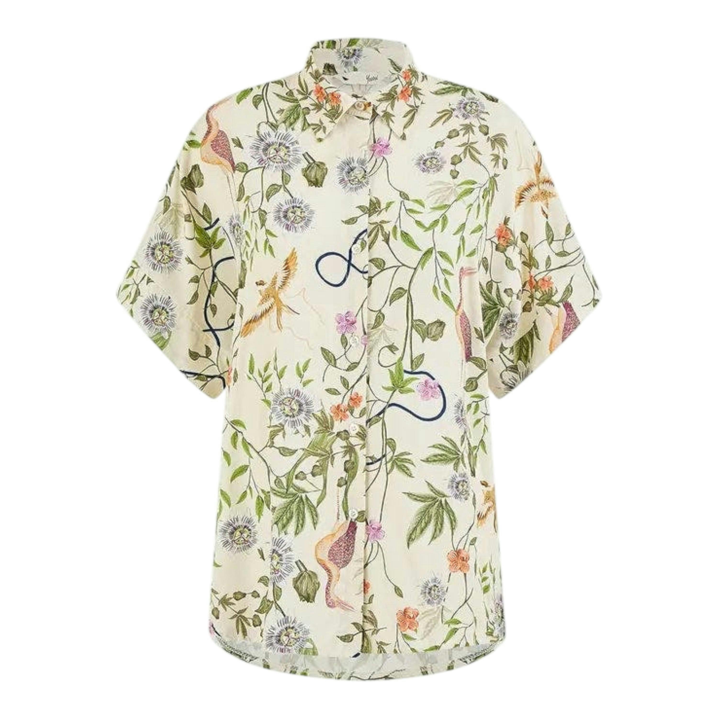 Yumi Beige Relaxed Fit Shirt With Botanical Print , view 4 of 4