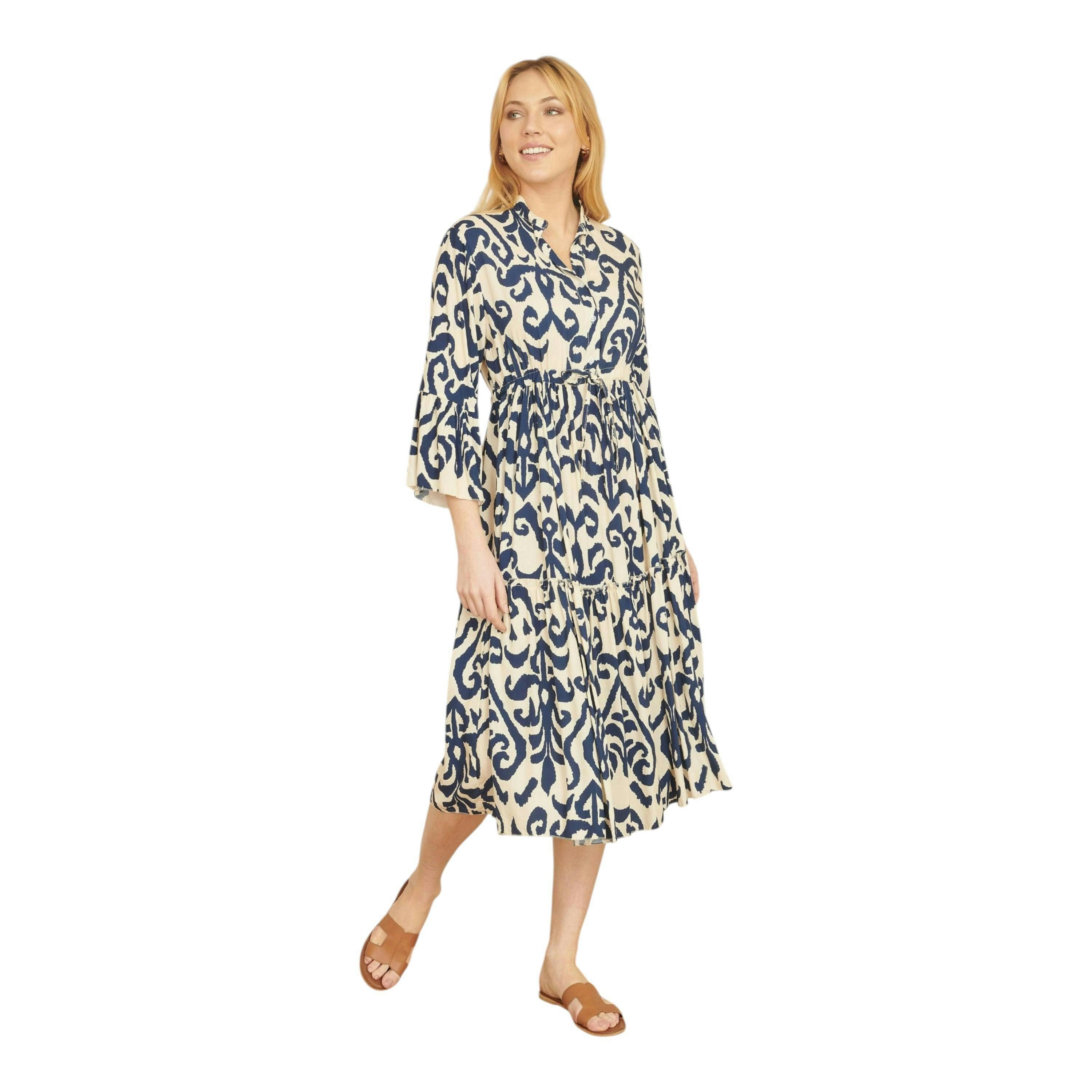 Yumi Navy Block Print Kaftan , view 4 of 4