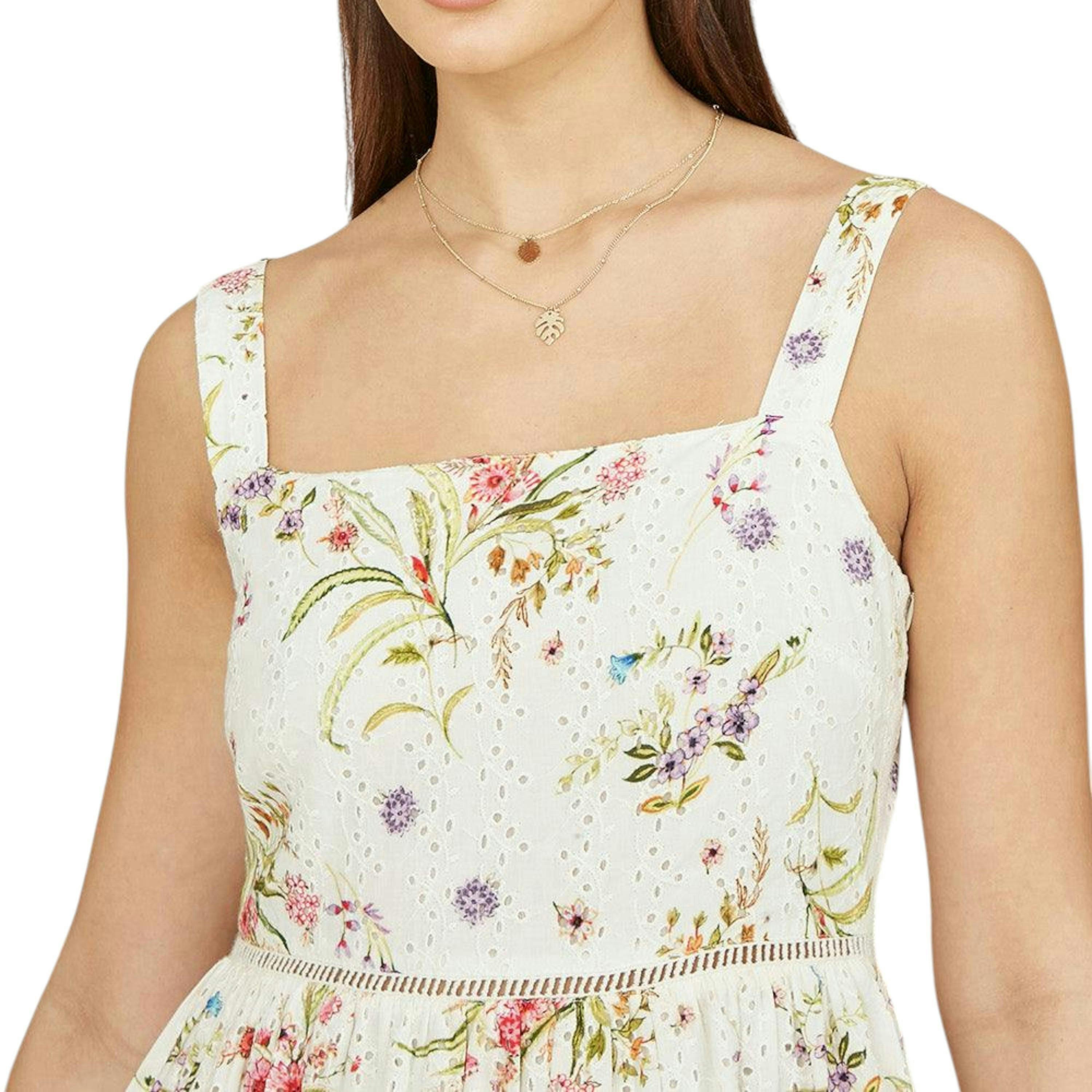 Yumi White Floral Broderie Anglaise Midi Sun Dress , view 4 of 4