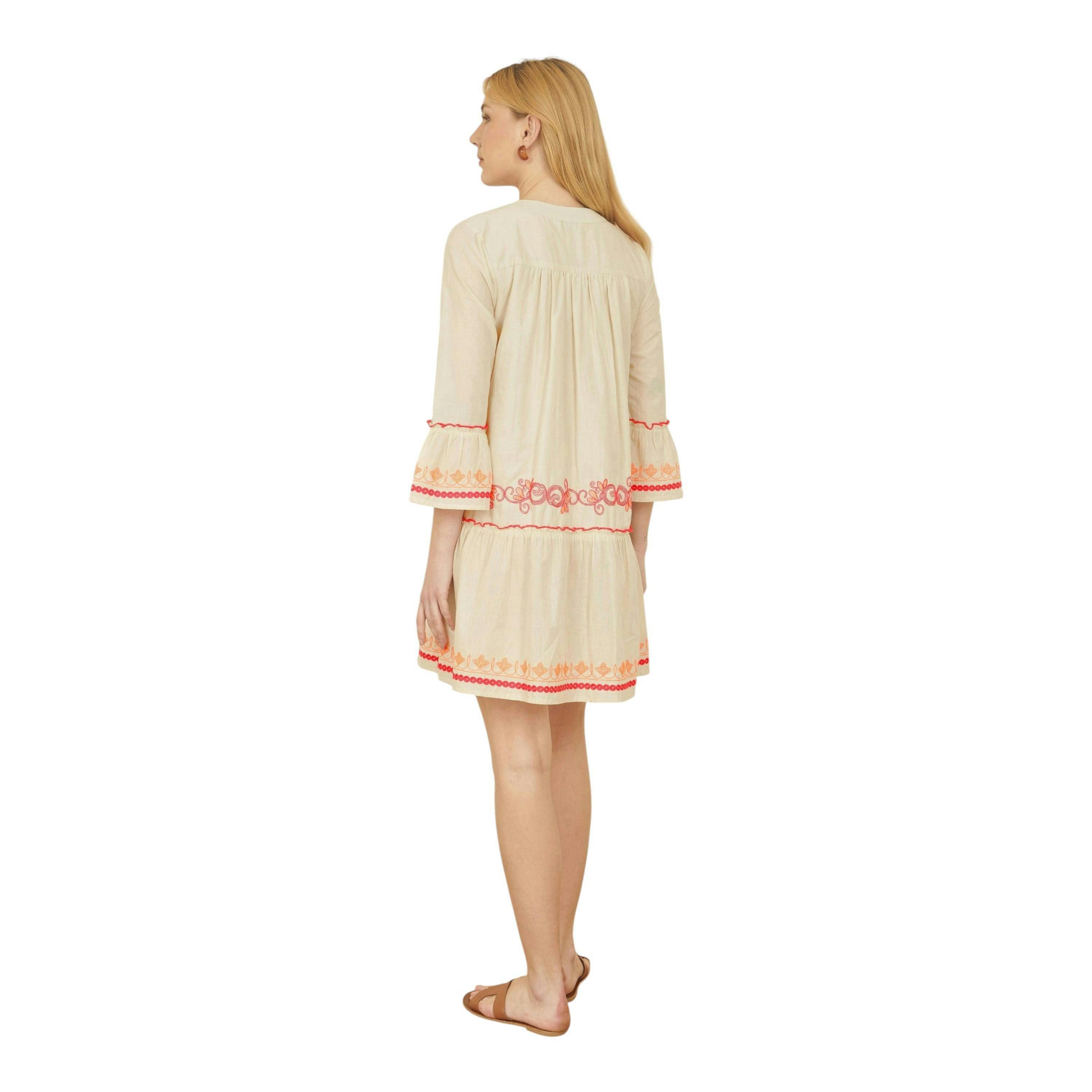 Yumi White Embroidered Cotton Tunic , view 4 of 5