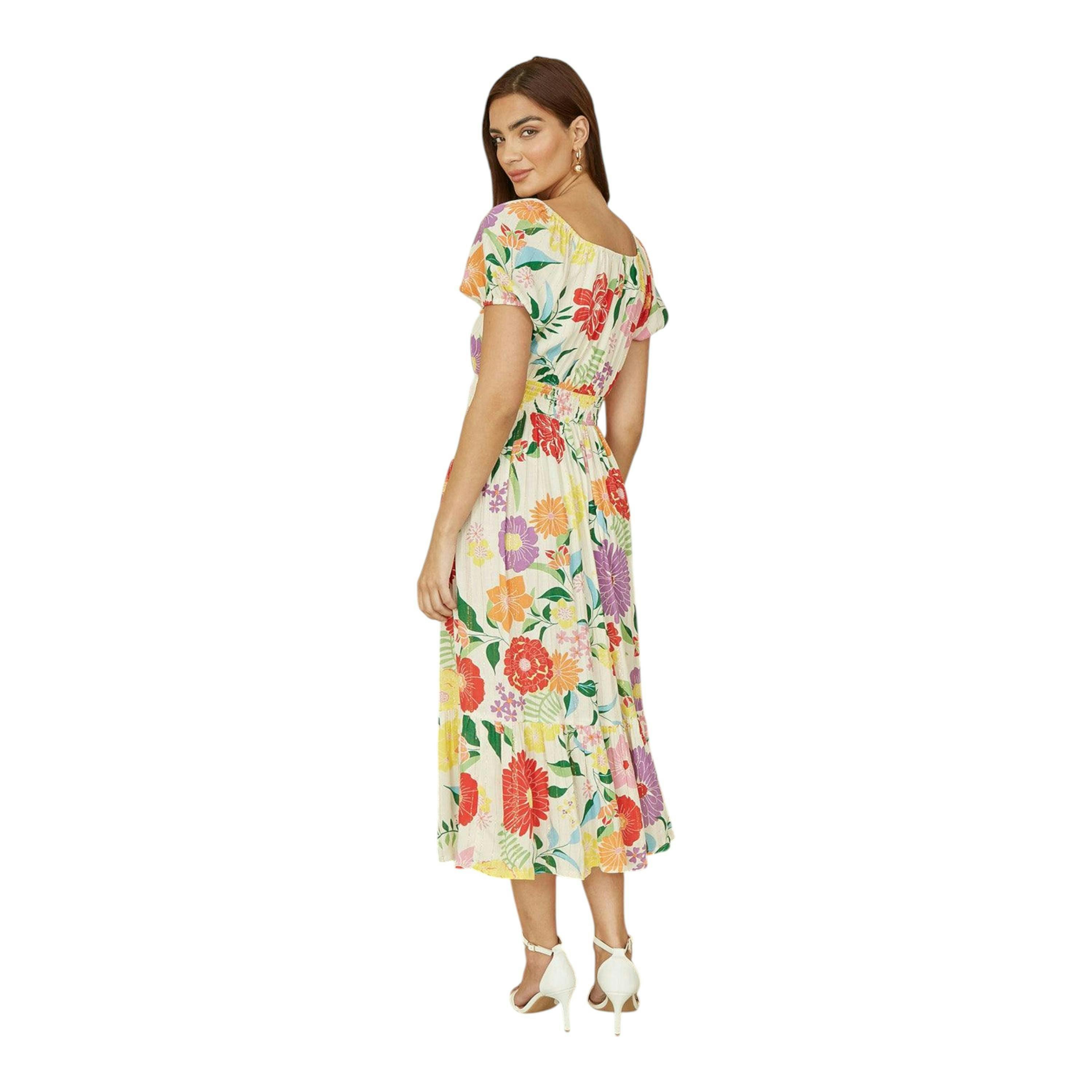 Yumi White Big Floral Midi Dress , view 3 of 4