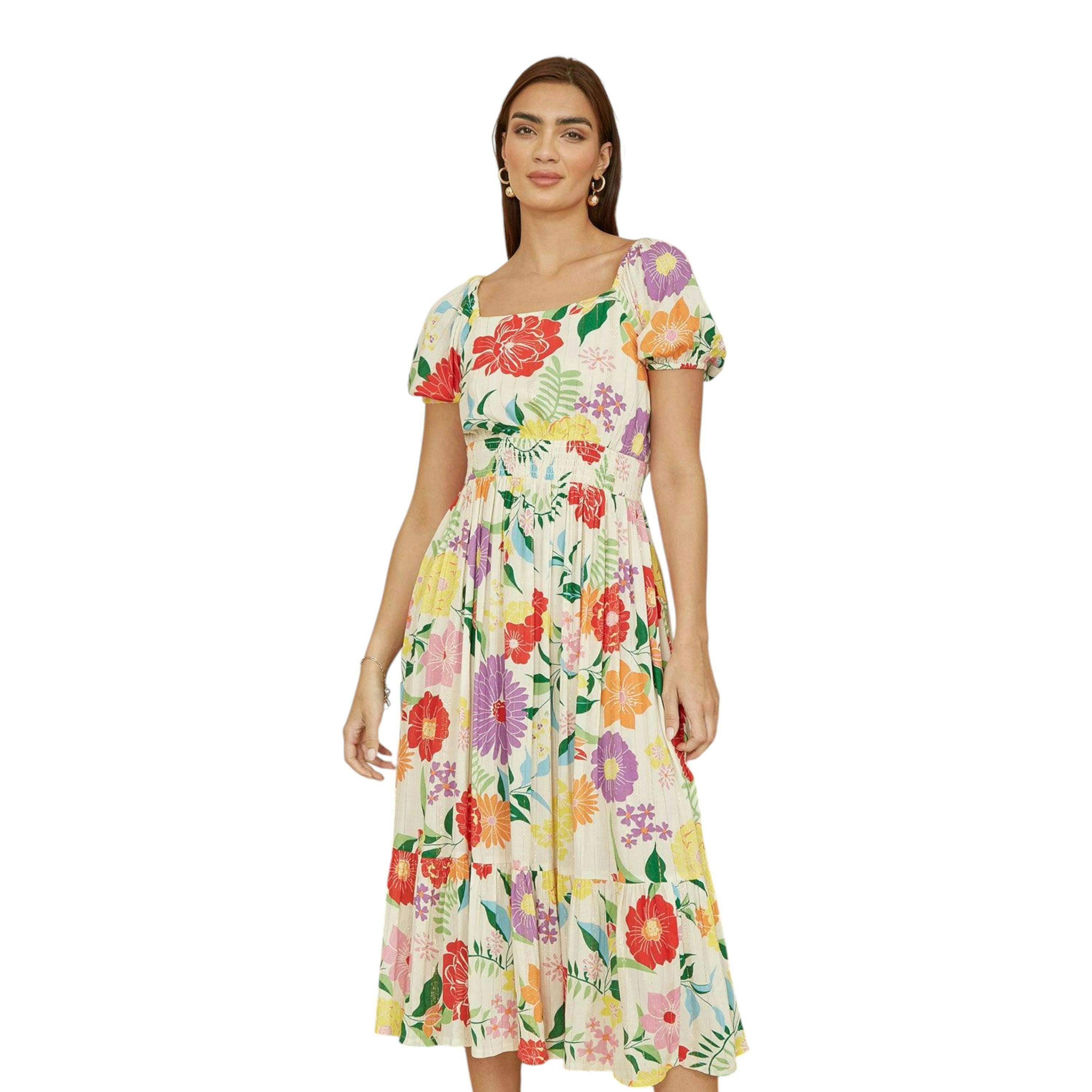 Yumi White Big Floral Midi Dress , view 4 of 4