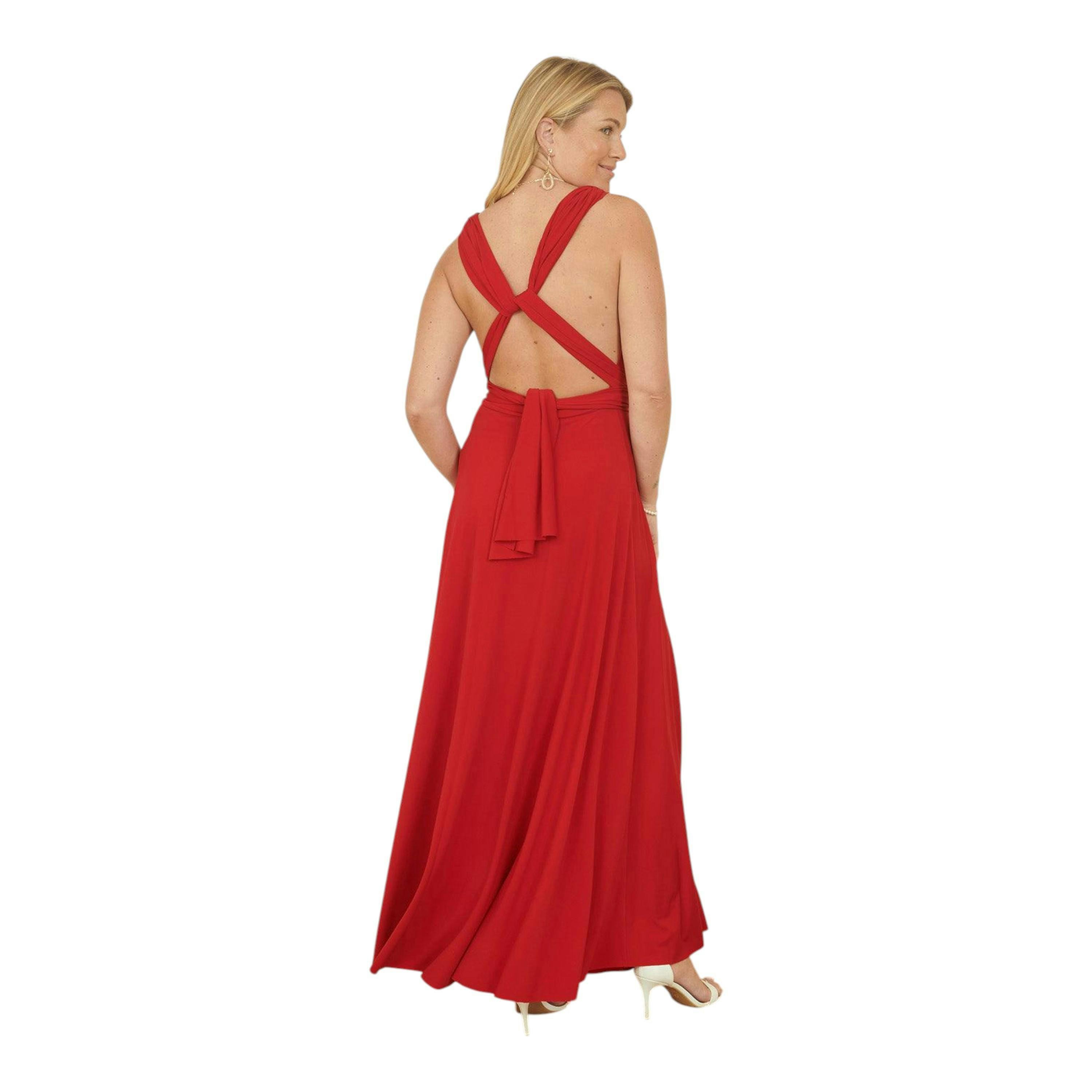 Yumi Red Jersey Stretch Multiway Midi Dress , view 4 of 6