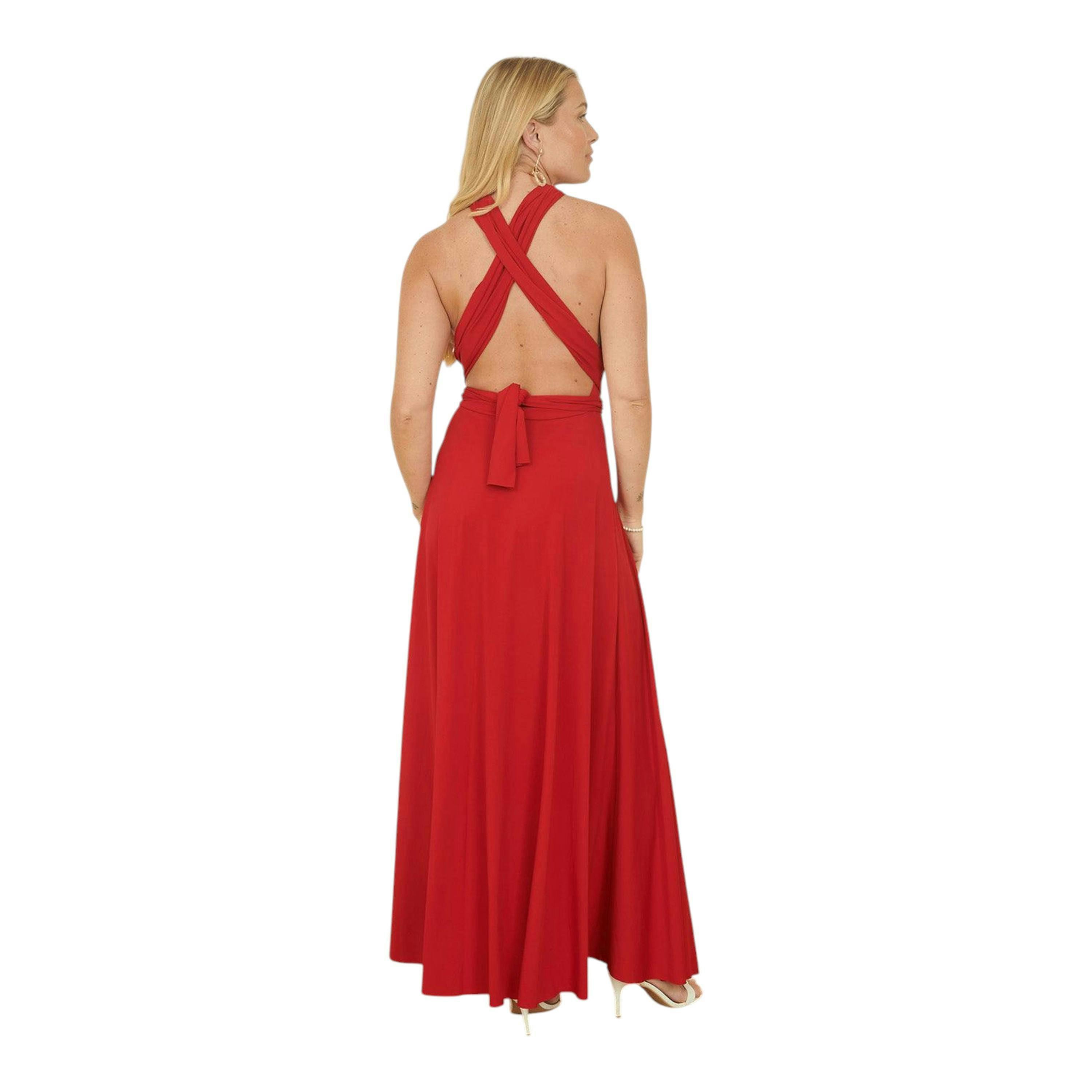 Yumi Red Jersey Stretch Multiway Midi Dress , view 5 of 6