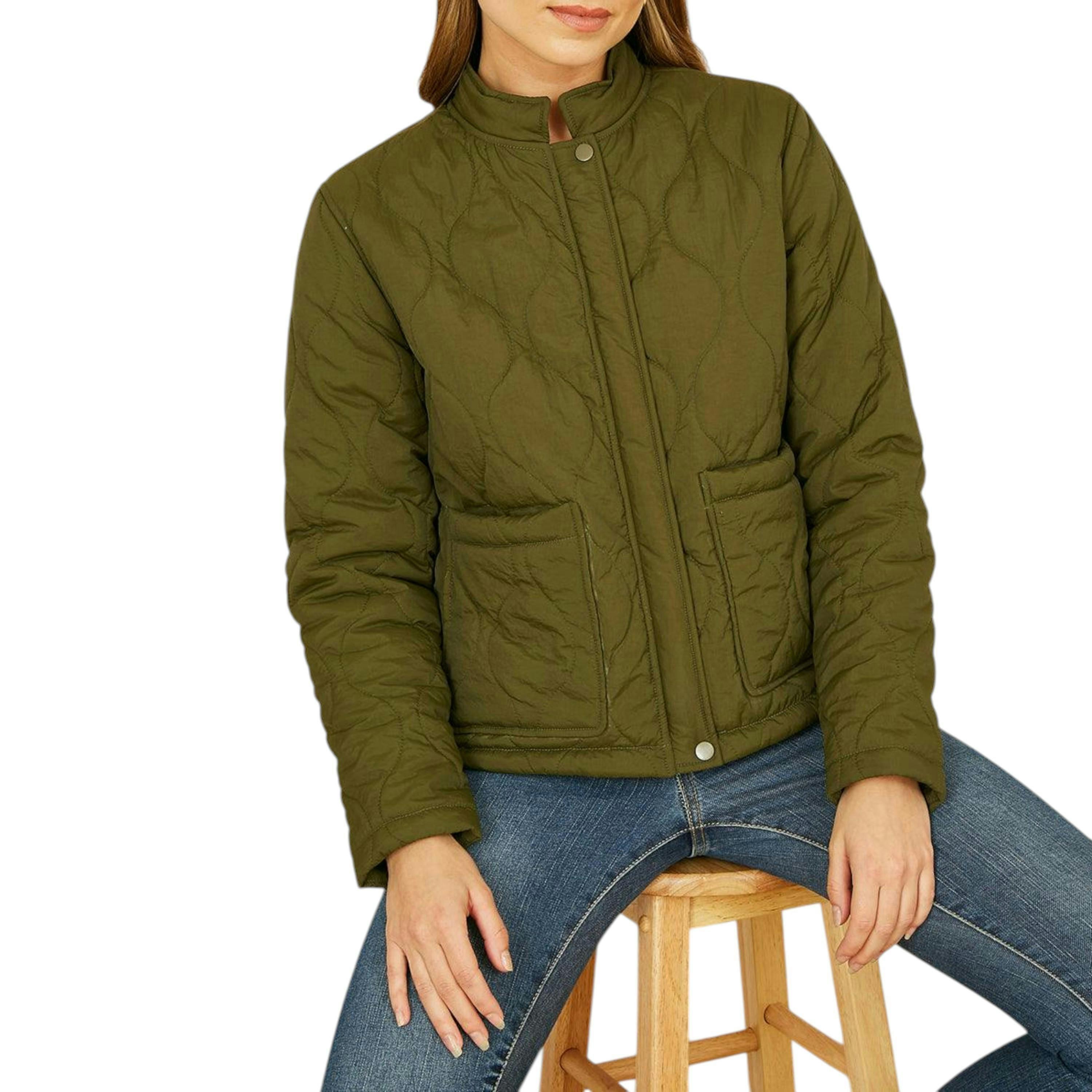 Yumi Green Short Quilted Jacket , view 1 of 6