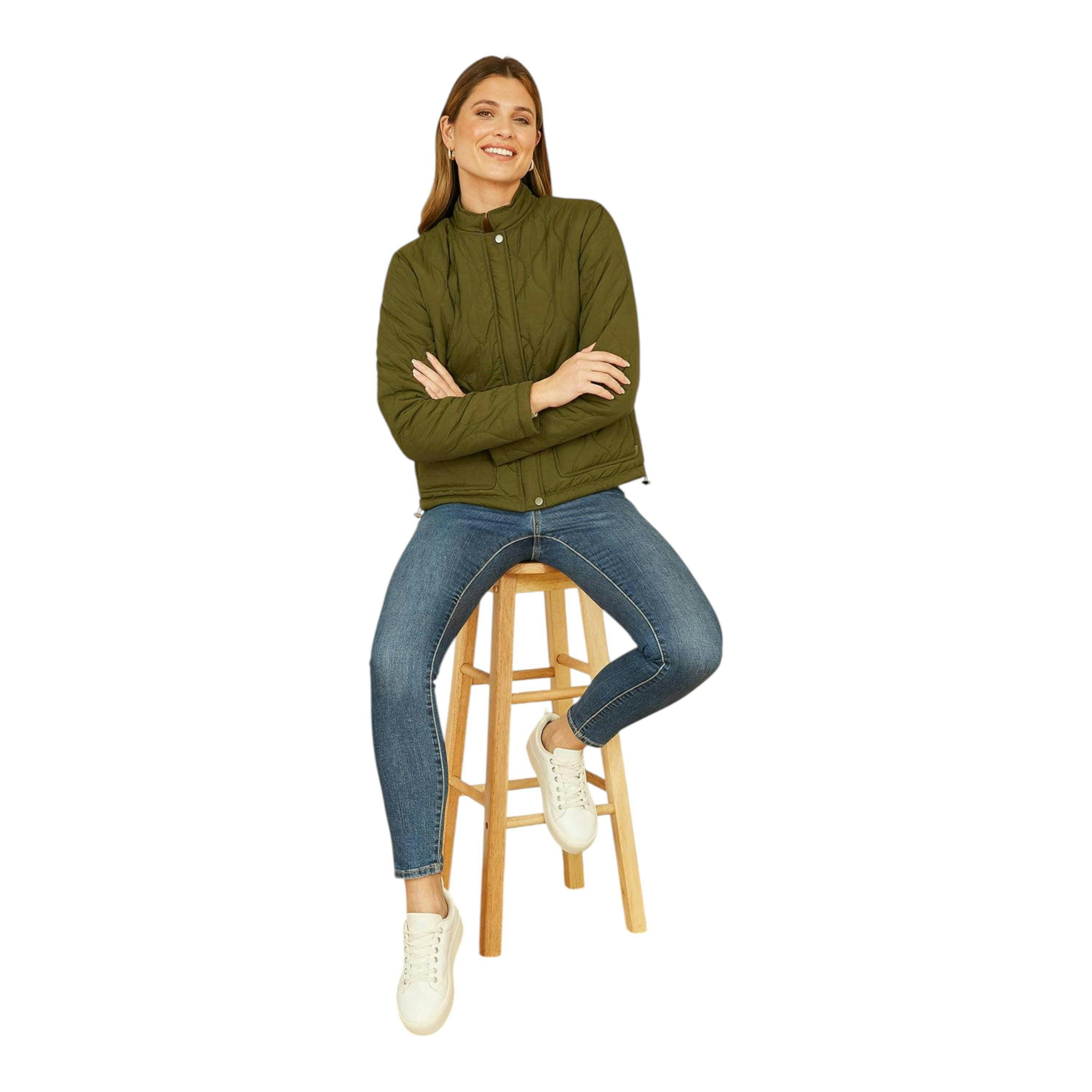 Yumi Green Short Quilted Jacket , view 2 of 6